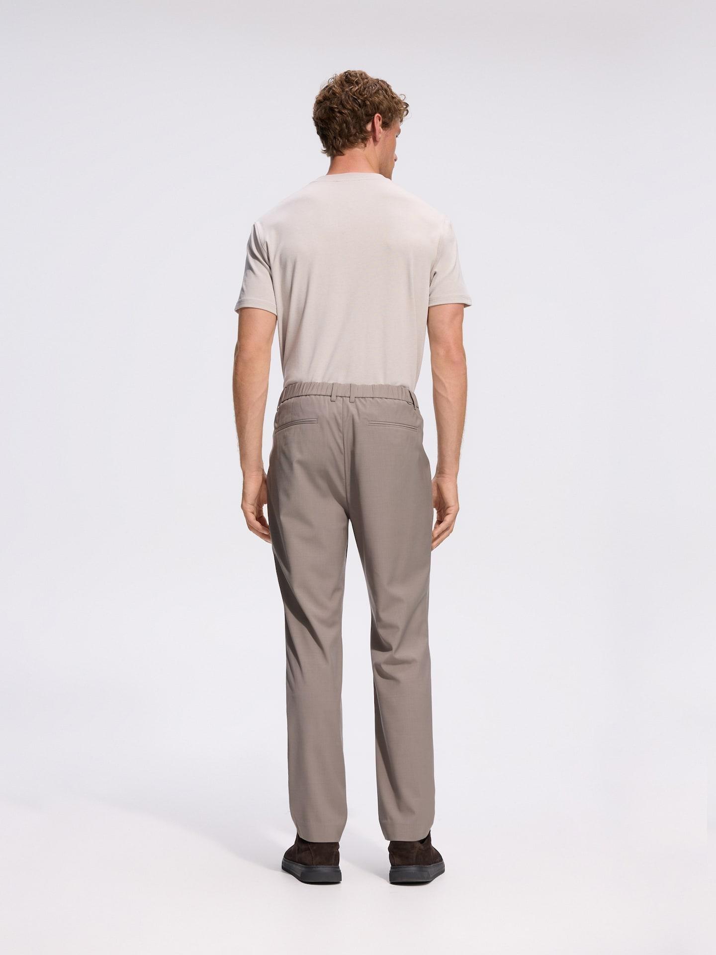 Brown Chino Carrot Trousers With Wool, 7401_84M, medium