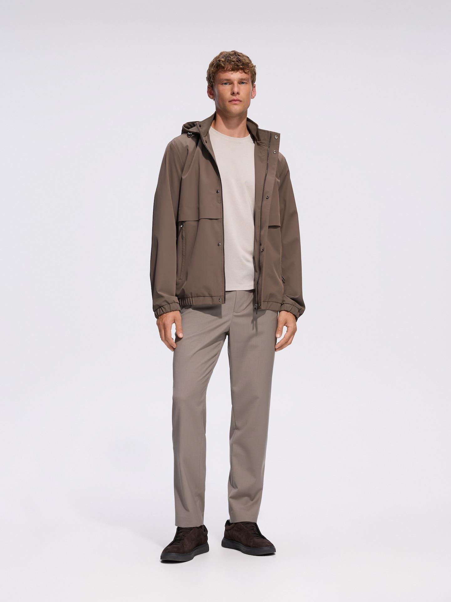 Brown Chino Carrot Trousers With Wool, 7401_84M, large image number 2