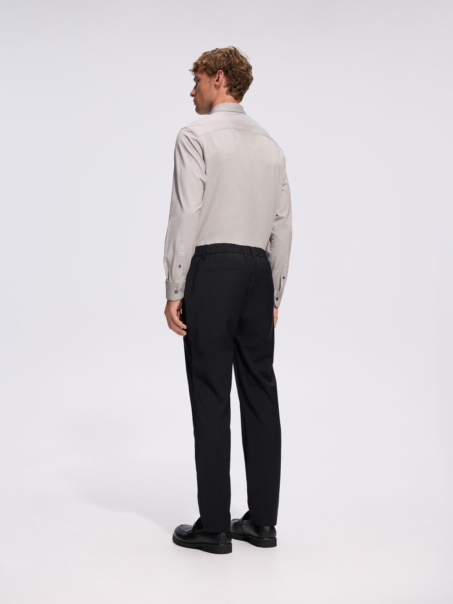 Black Chino Carrot Trousers With Wool, Black, large image number 2