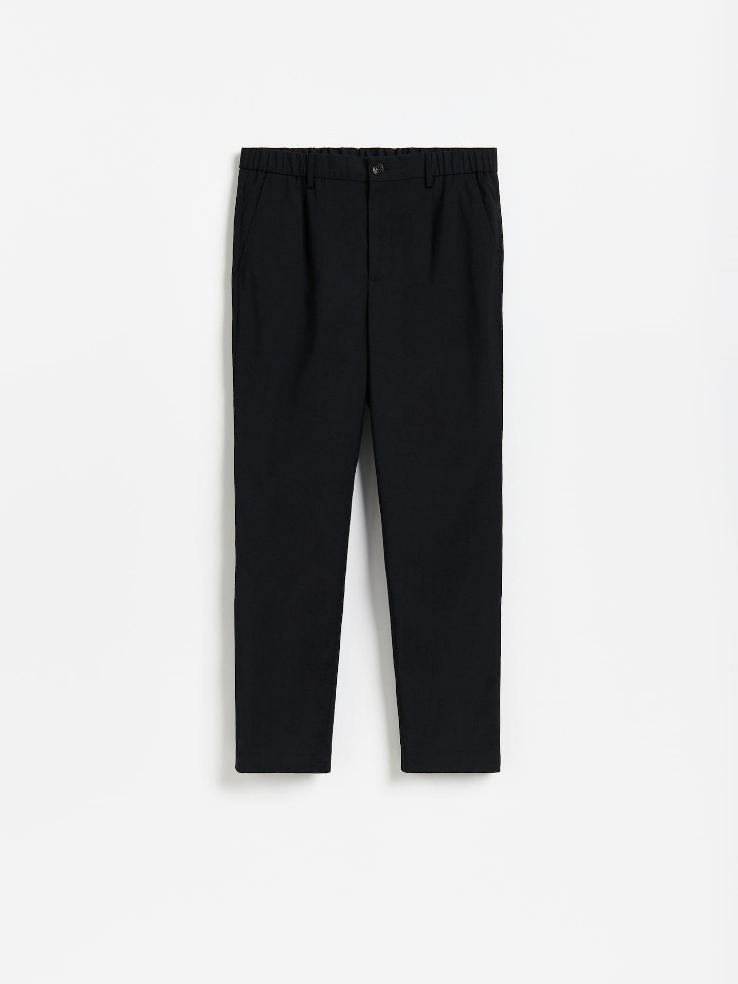 Black Chino Carrot Trousers With Wool, Black, large image number 3