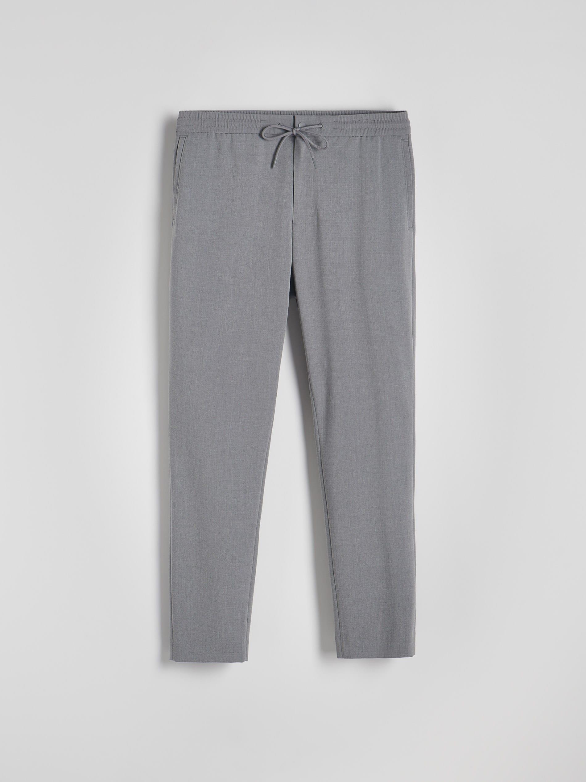 Grey Elastic Waist Tie Up Joggers, , large image number 1