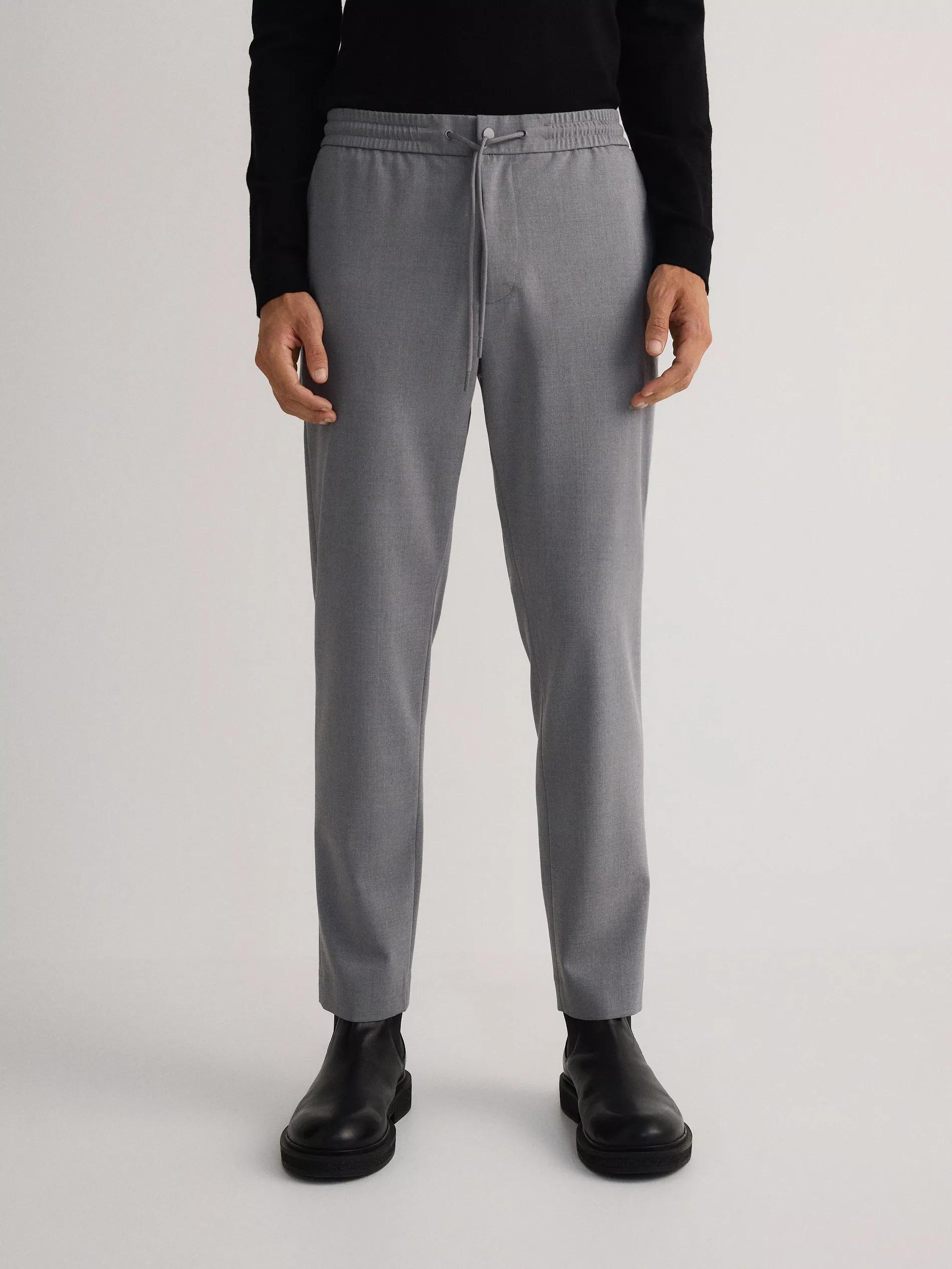Grey Elastic Waist Tie Up Joggers, , large image number 4
