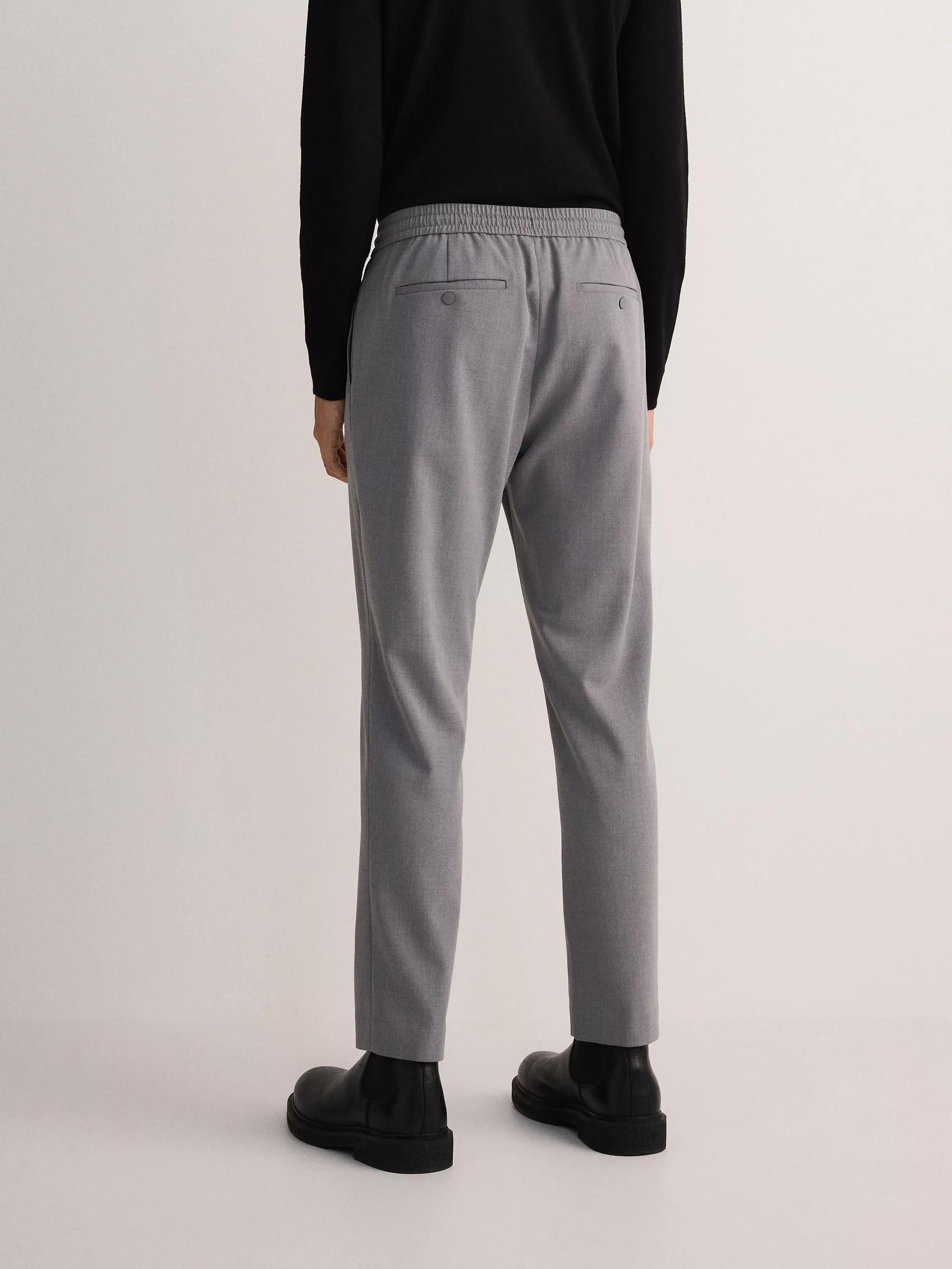 Grey Elastic Waist Tie Up Joggers, , large image number 6