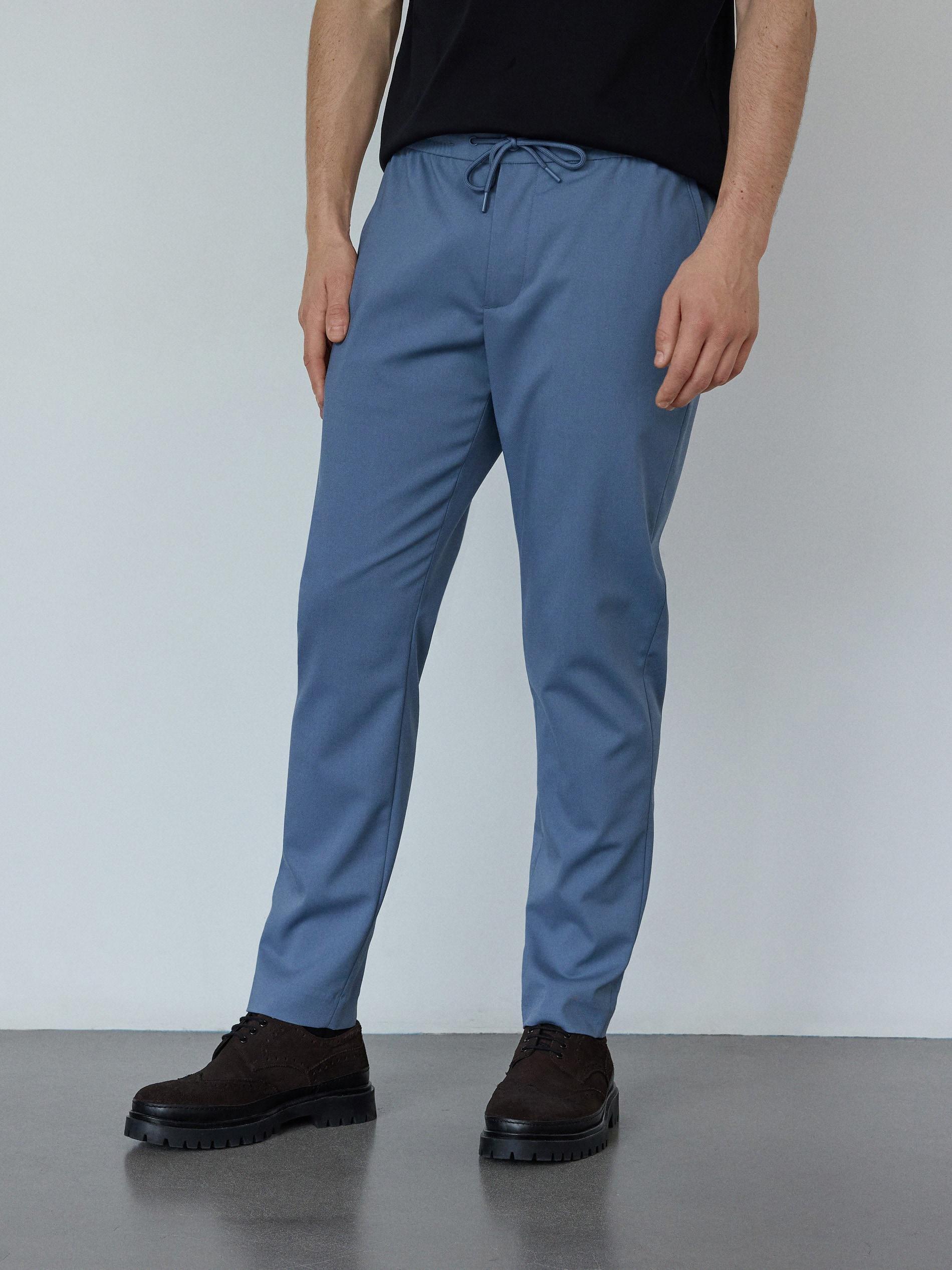 Blue Joggers With Tie Up Waist, , large image number 3