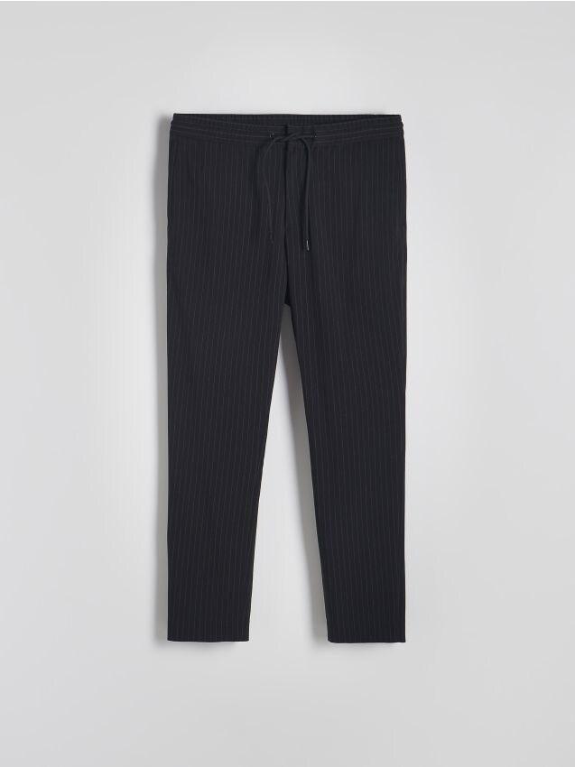 Black Elastic Waist Tie Up Joggers, , large image number 0