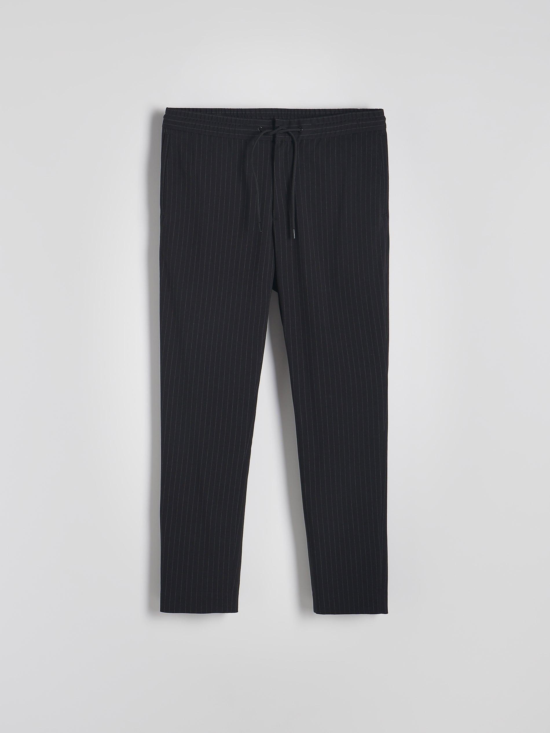 Black Elastic Waist Tie Up Joggers, , large image number 1