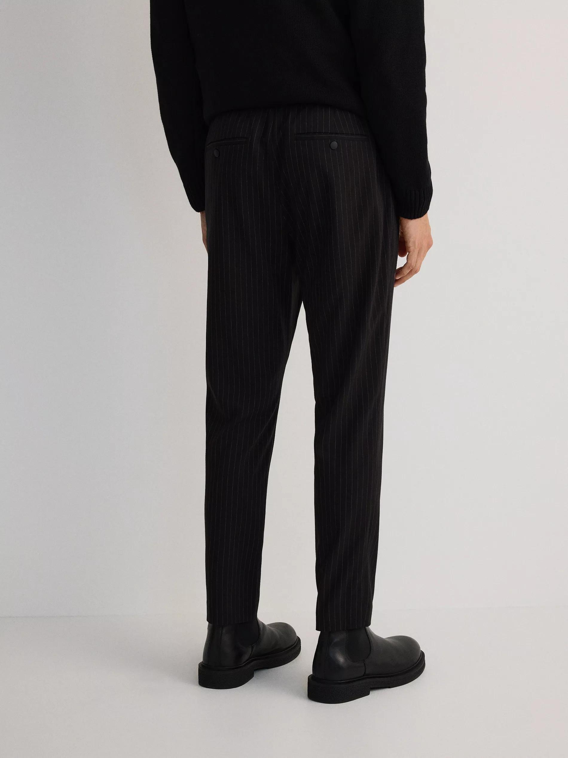 Black Elastic Waist Tie Up Joggers, , large image number 5