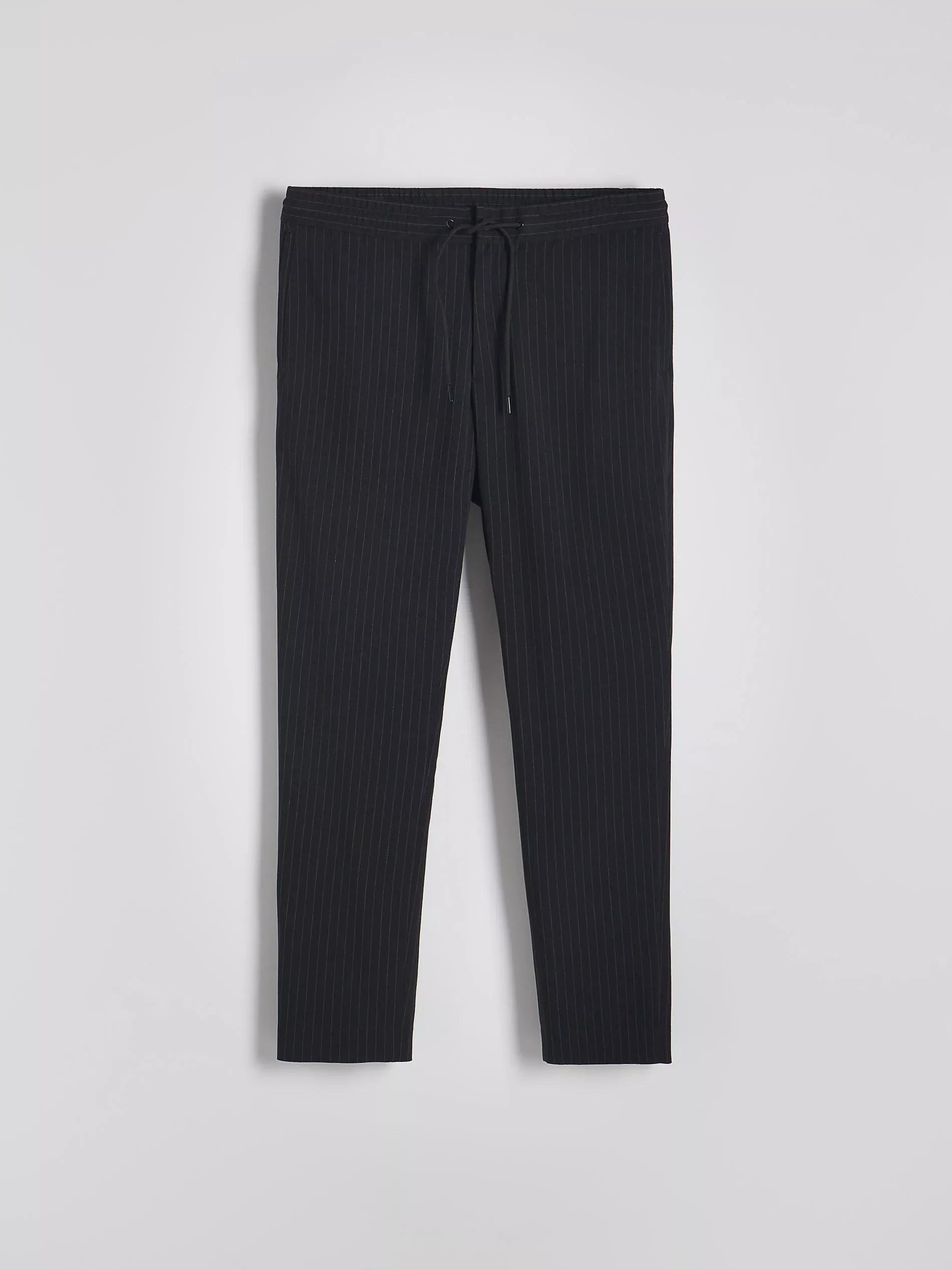 Black Elastic Waist Tie Up Joggers, , large image number 7