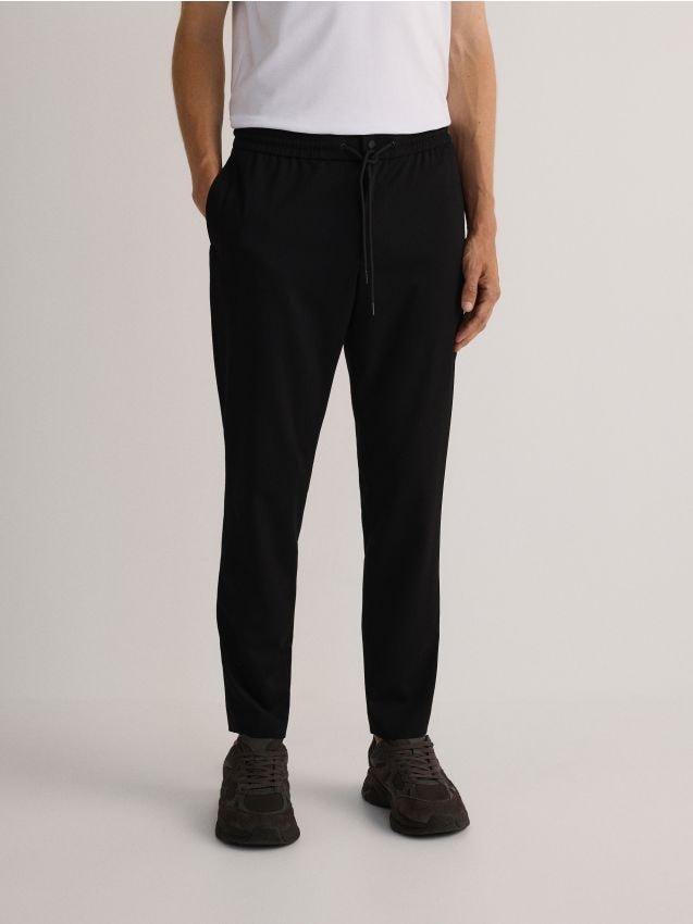 Black Joggers With Tie Up Waist, Black, large image number 0