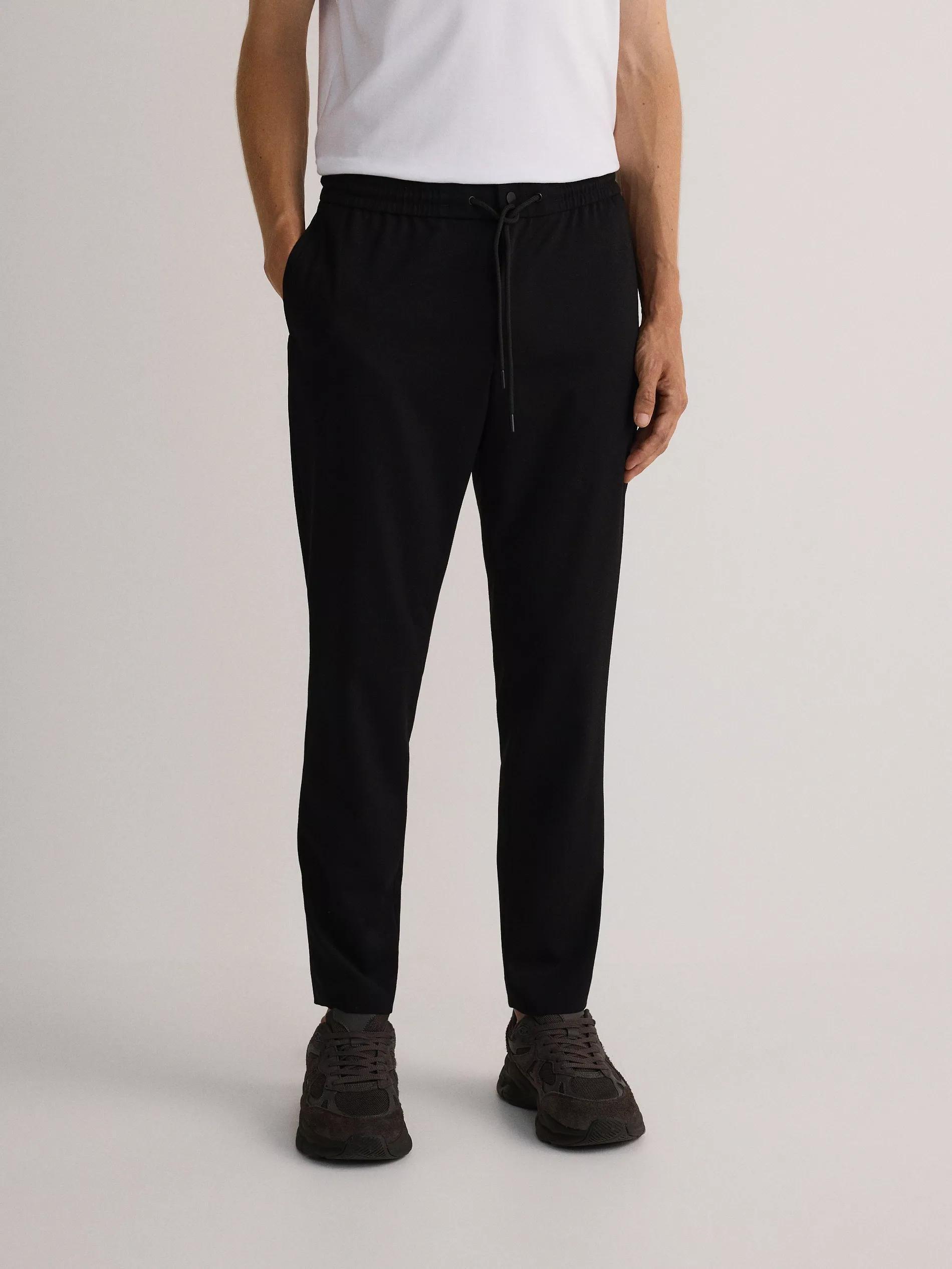 Black Joggers With Tie Up Waist, Black, large image number 1
