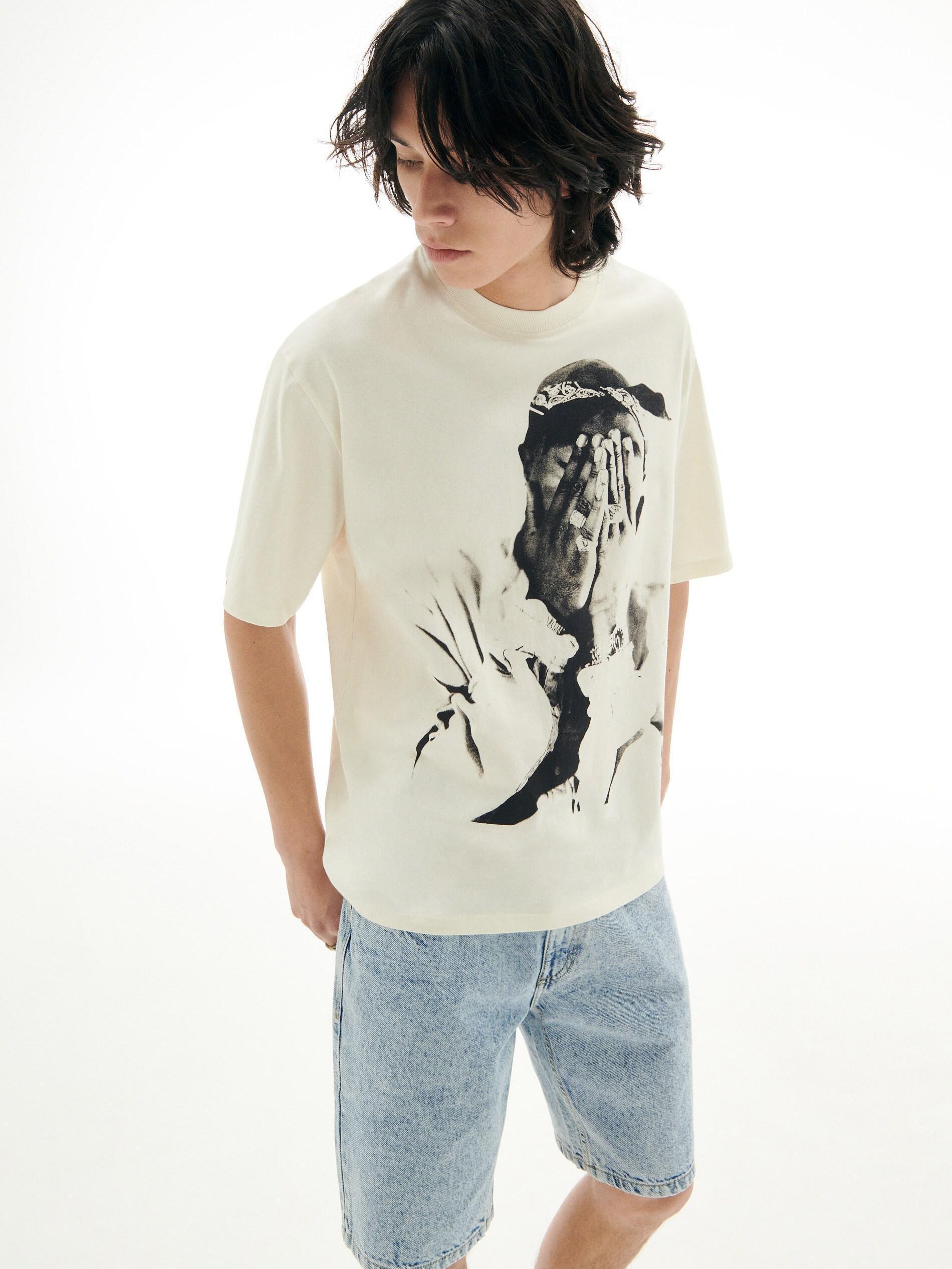 Ivory Tupac oversized T-shirt, , large image number 2