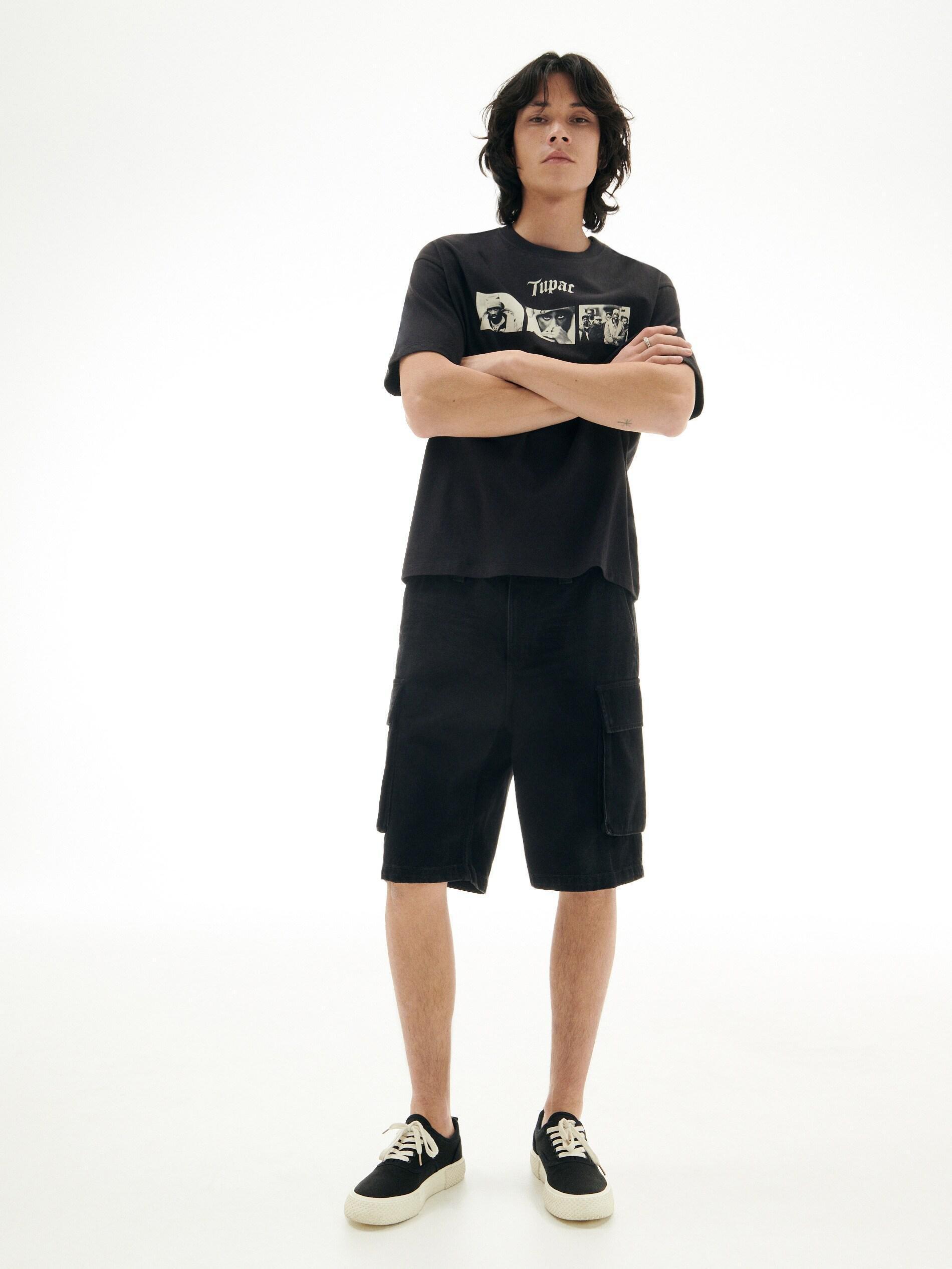 Black Tupac oversized T-shirt, , large image number 6