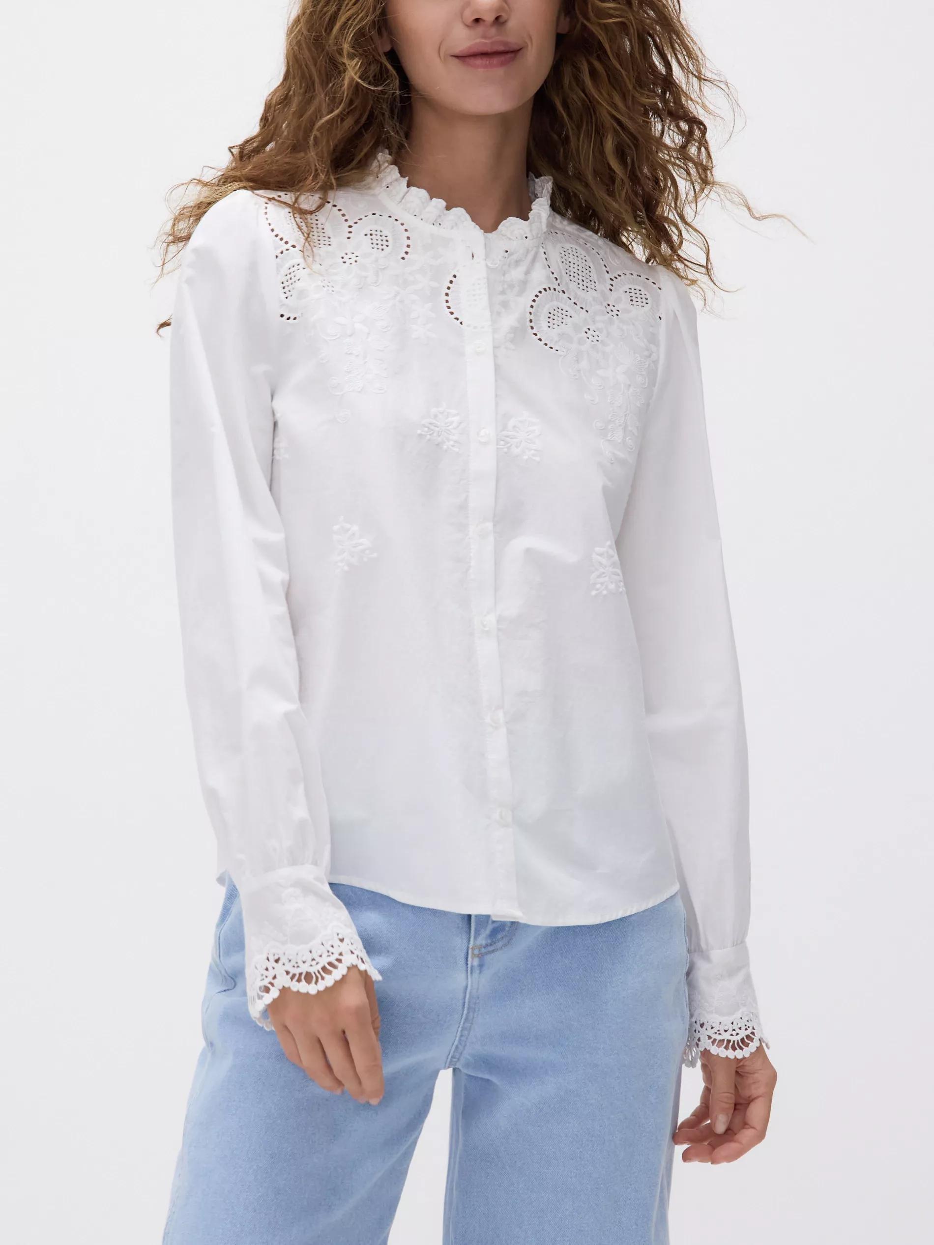 White Embroidered Cotton Shirt, , large image number 3
