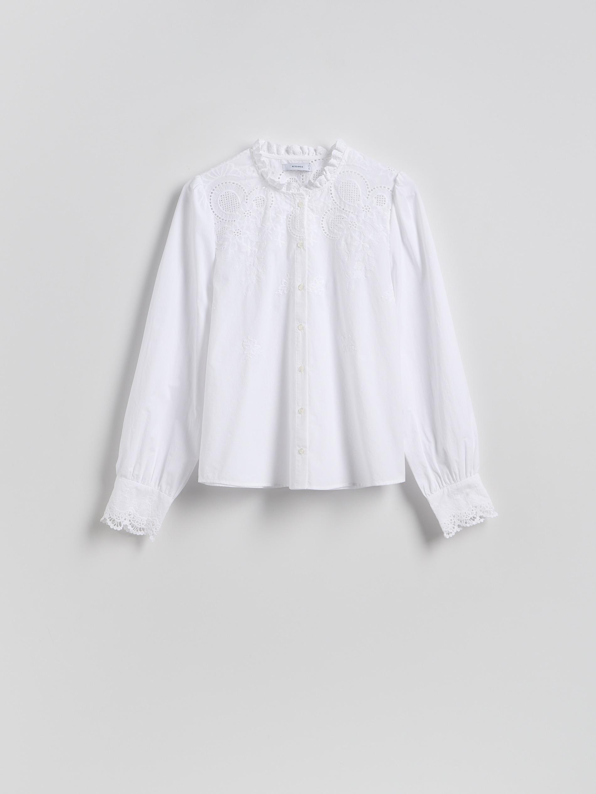 White Embroidered Cotton Shirt, , large image number 5