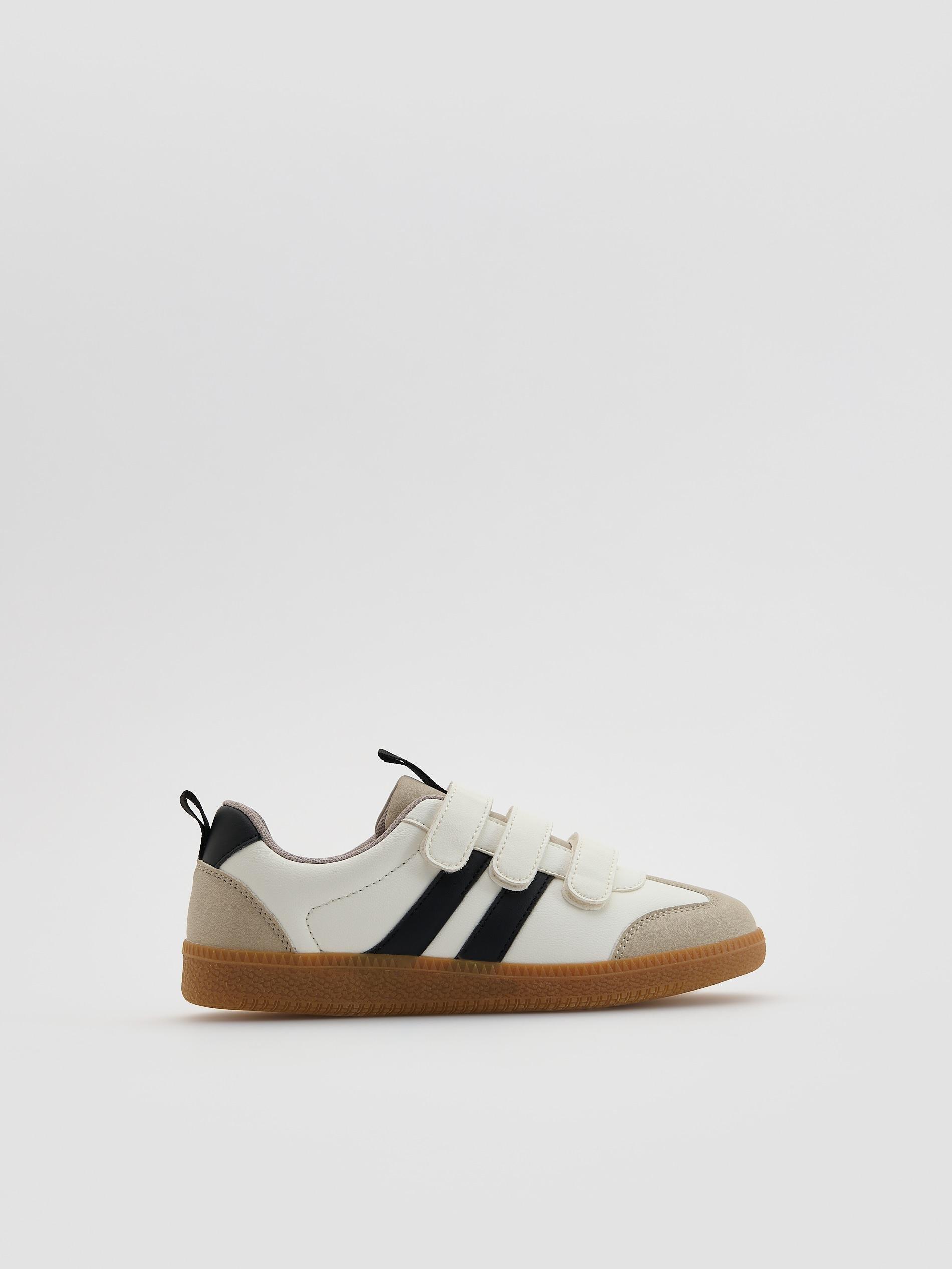 Cream Trainers With Velcro Fastening, Ivory, large image number 0
