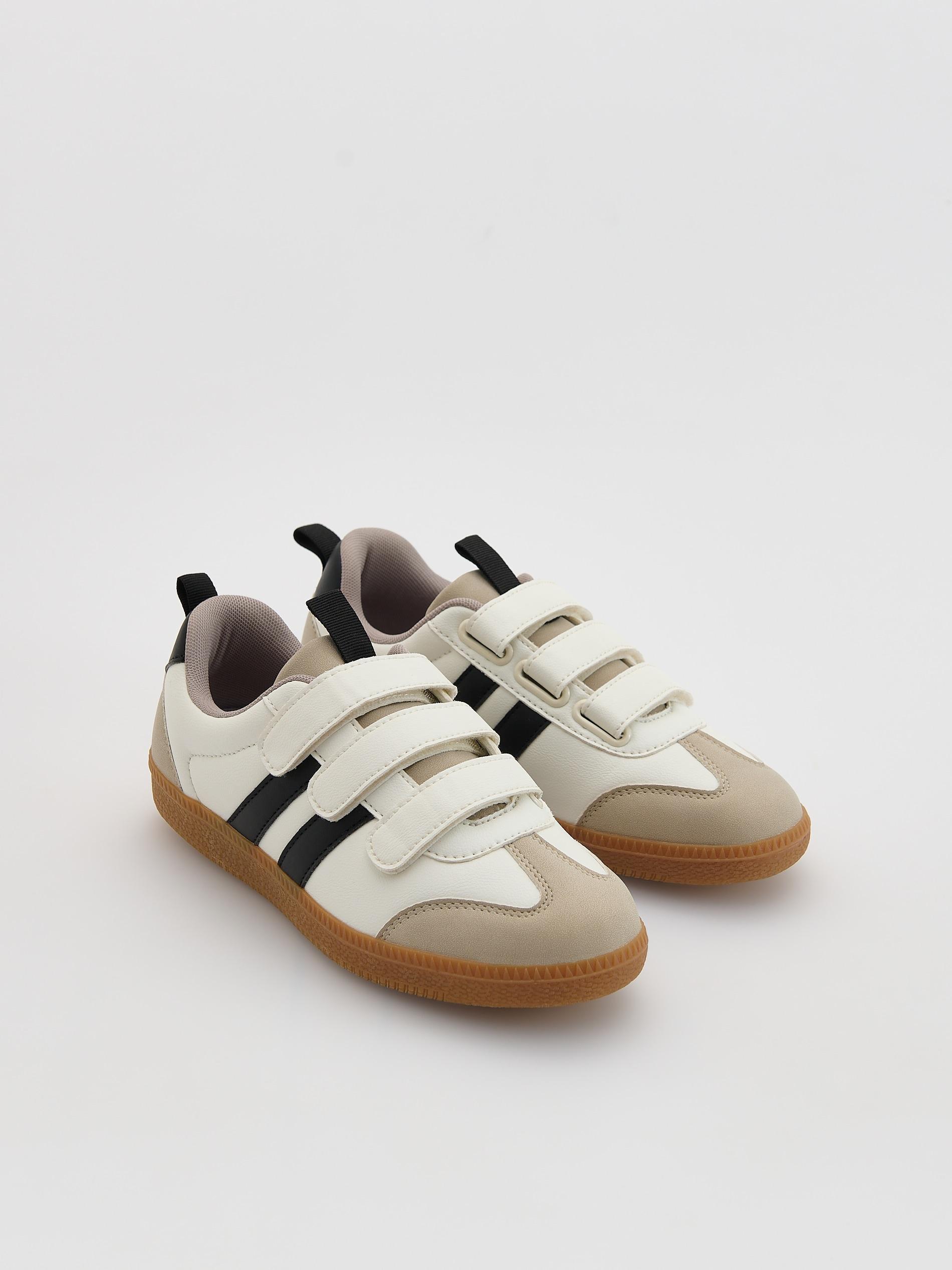 Cream Trainers With Velcro Fastening, Ivory, large image number 1