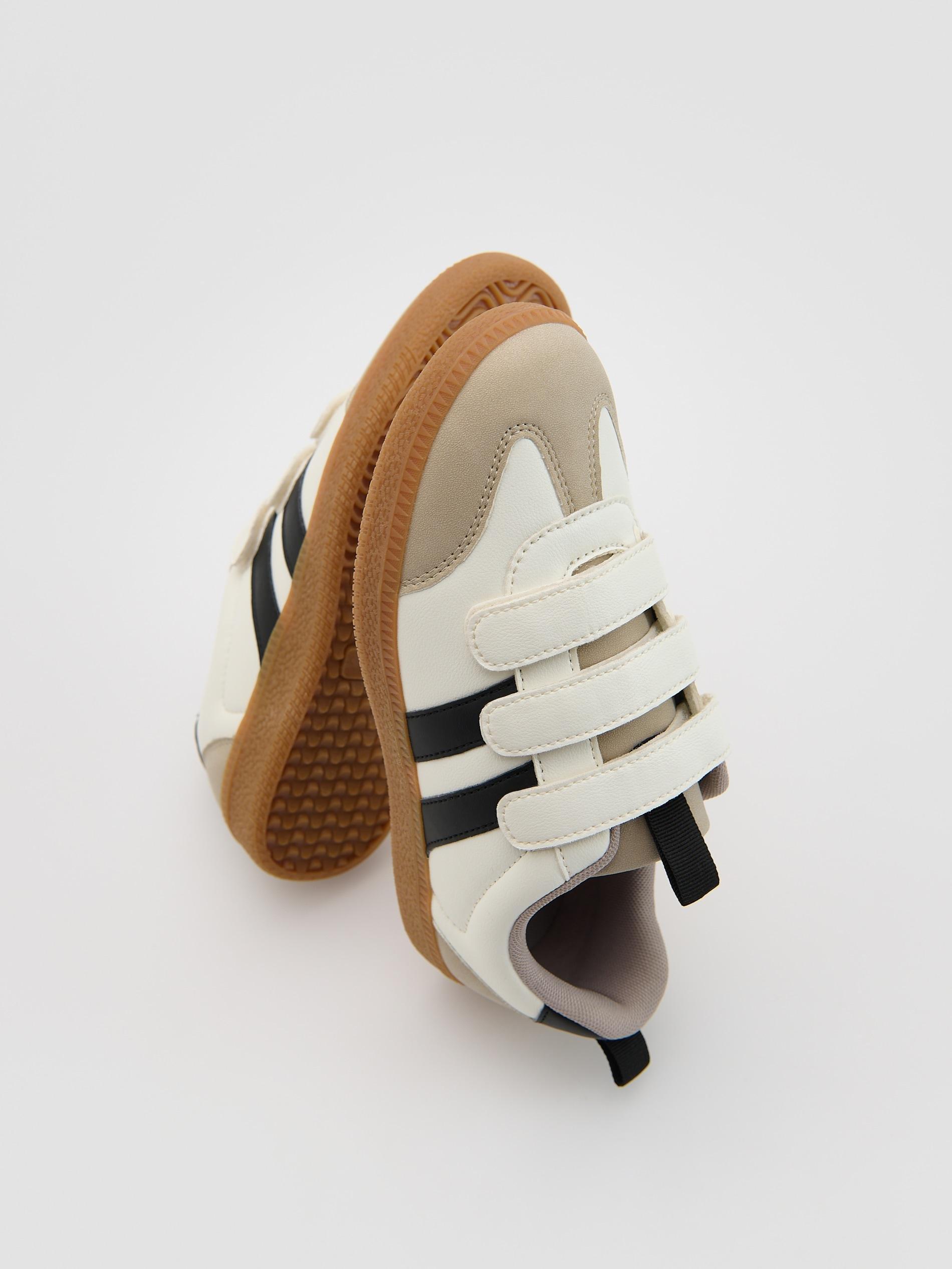 Cream Trainers With Velcro Fastening, Ivory, large image number 2