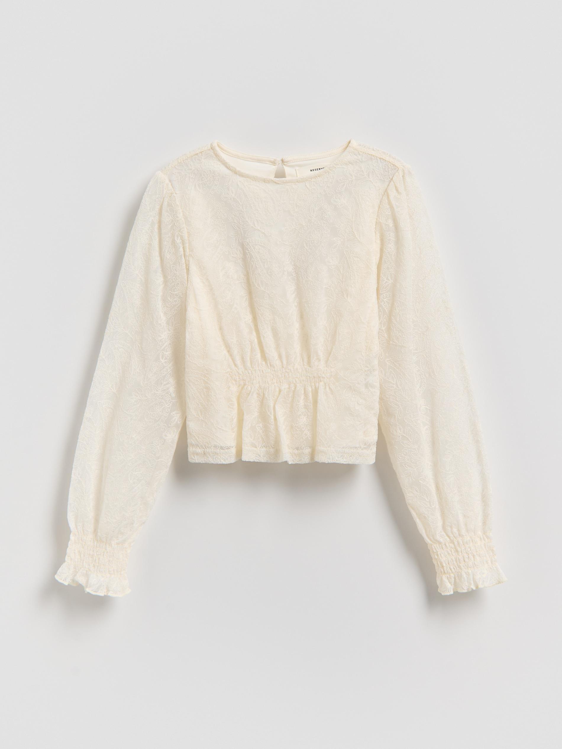 Cream Lace Blouse, Ivory, large image number 0