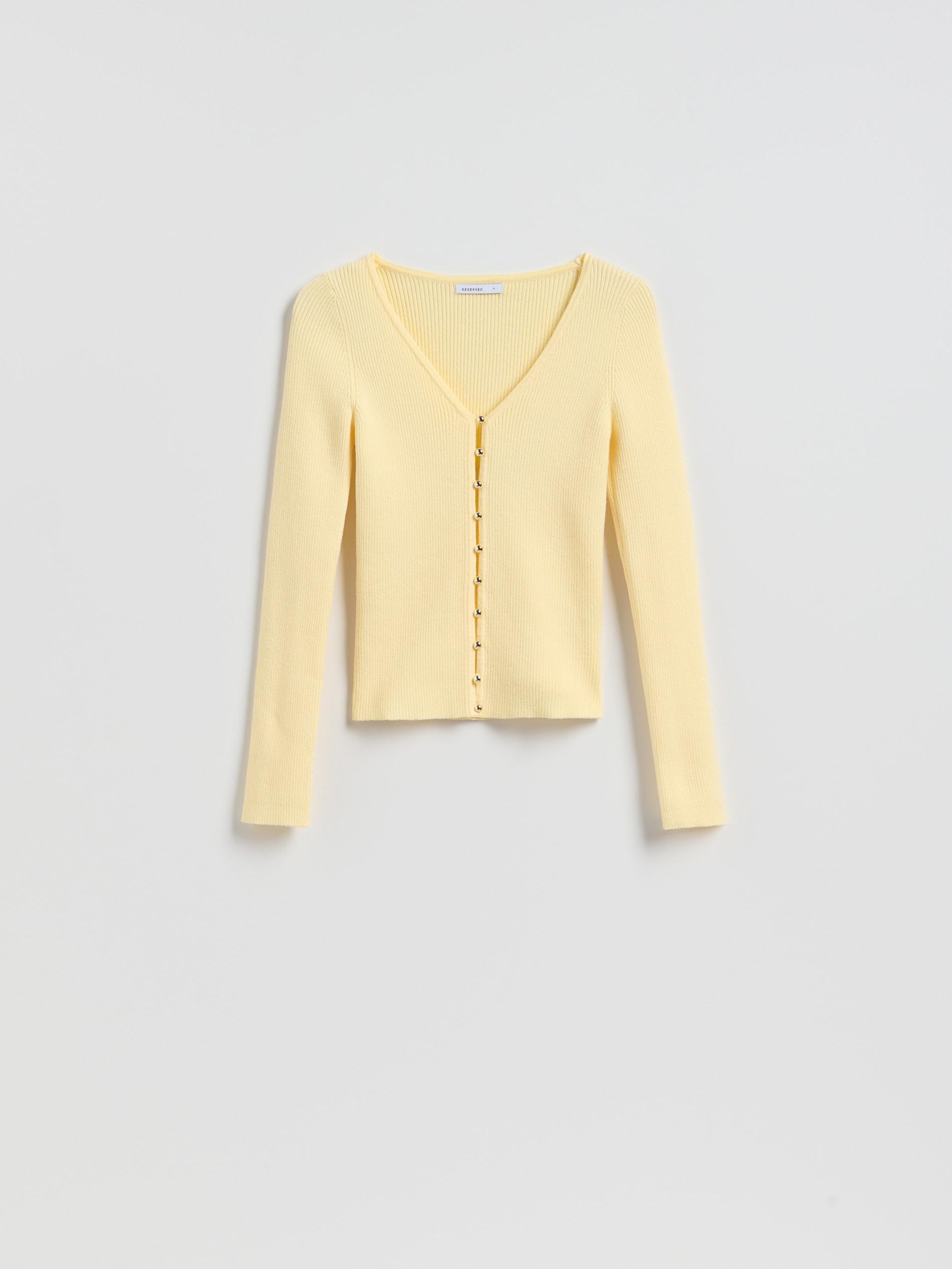 Yellow Viscose Blend Cardigan, Yellow, large image number 4