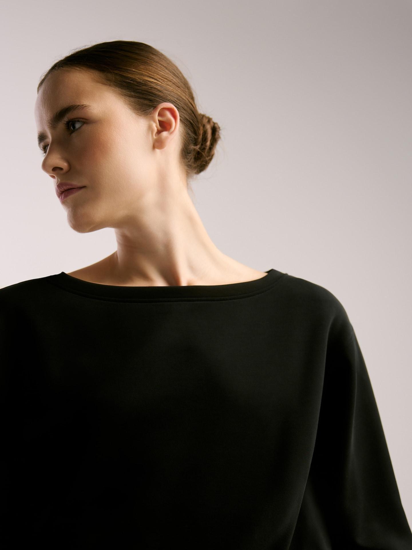 Black Plain Sweatshirt With Modal, Black, medium