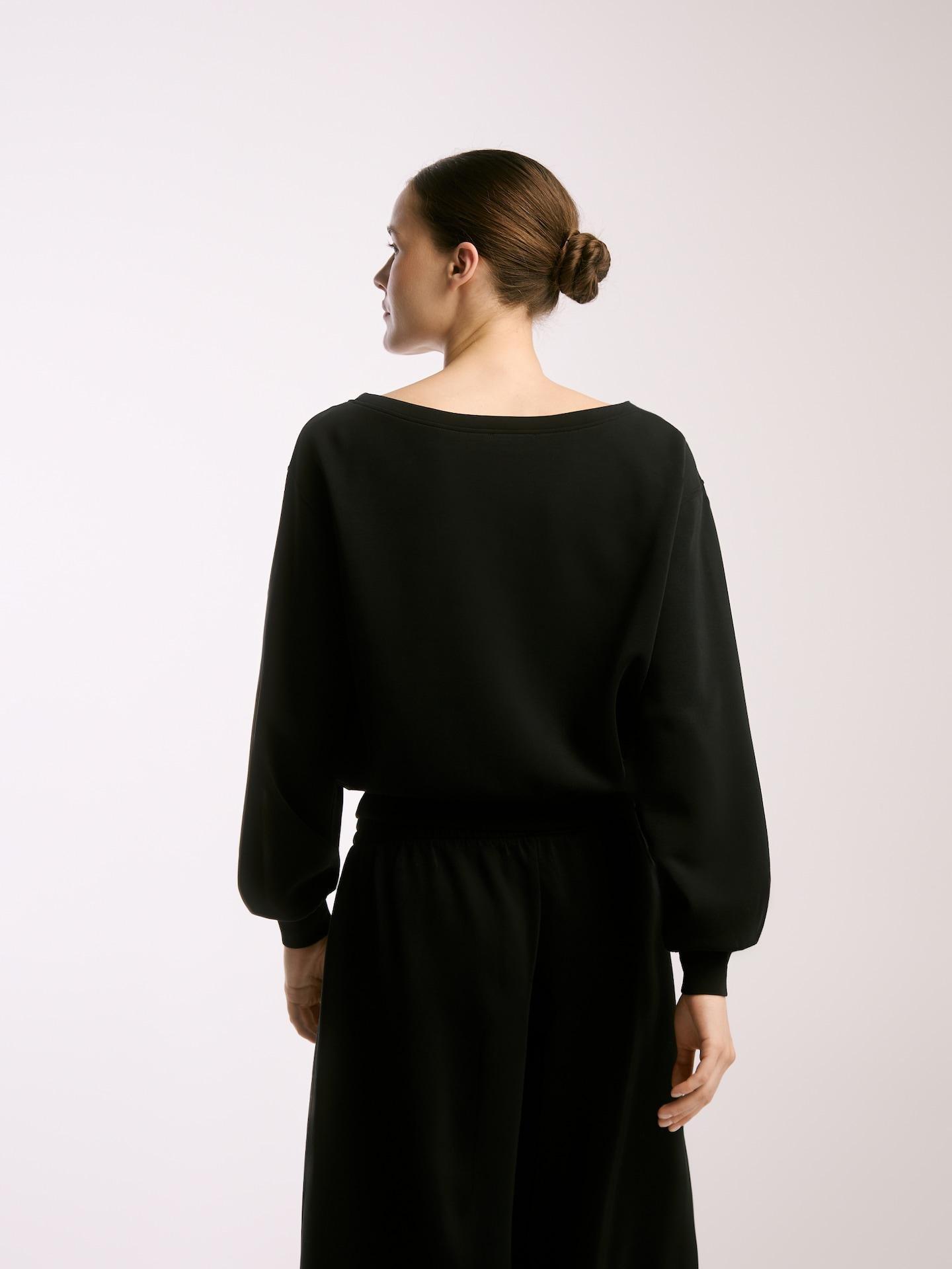 Black Plain Sweatshirt With Modal, Black, medium