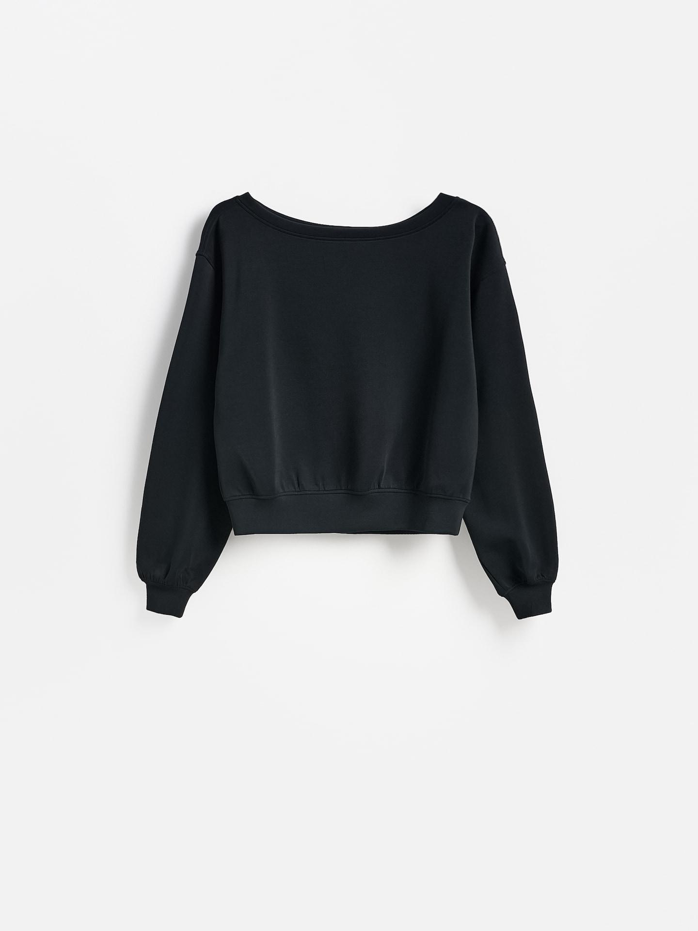 Black Plain Sweatshirt With Modal, Black, large image number 3
