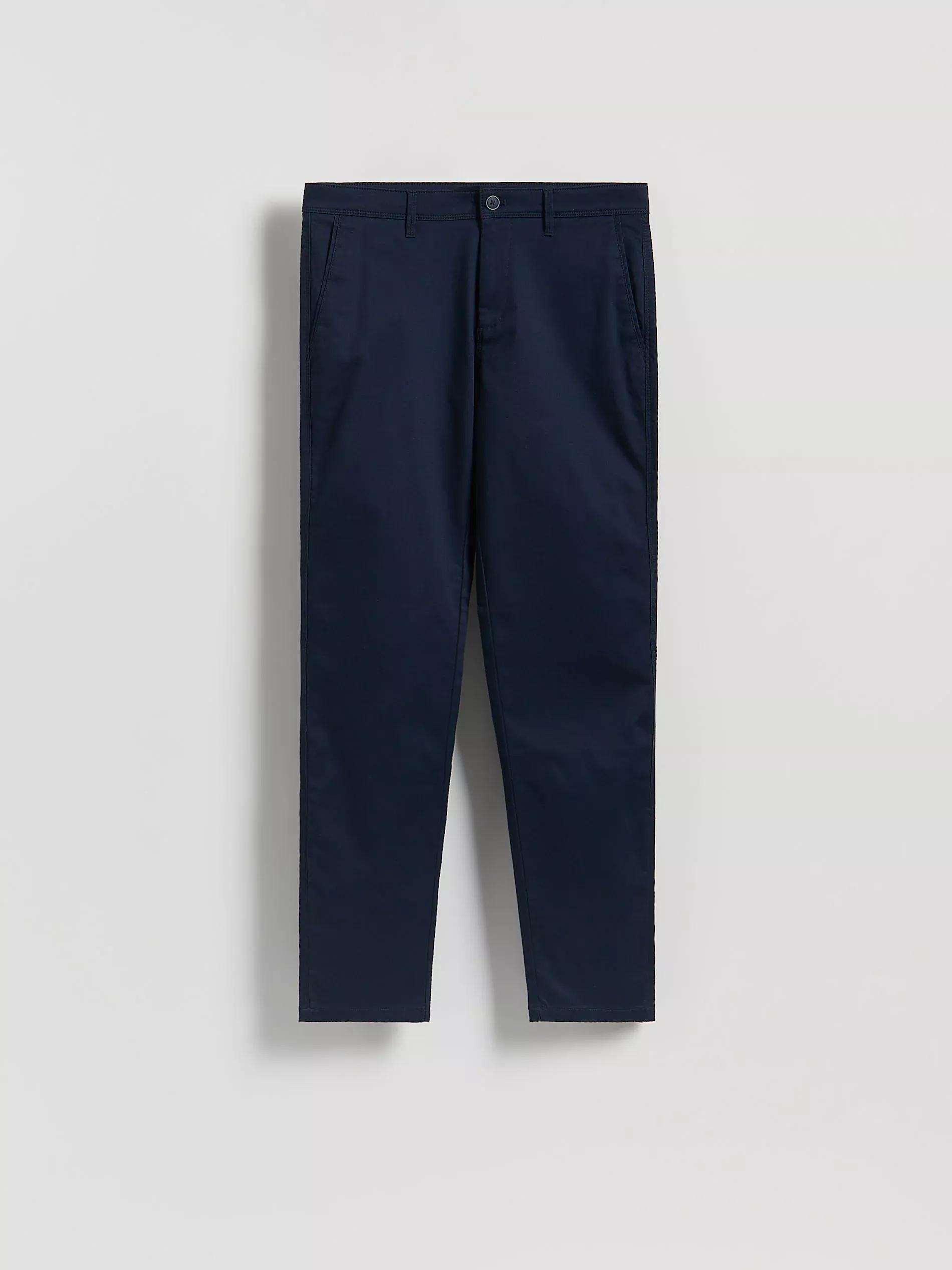 Navy Chino Slim Cotton Rich Trousers, , medium
