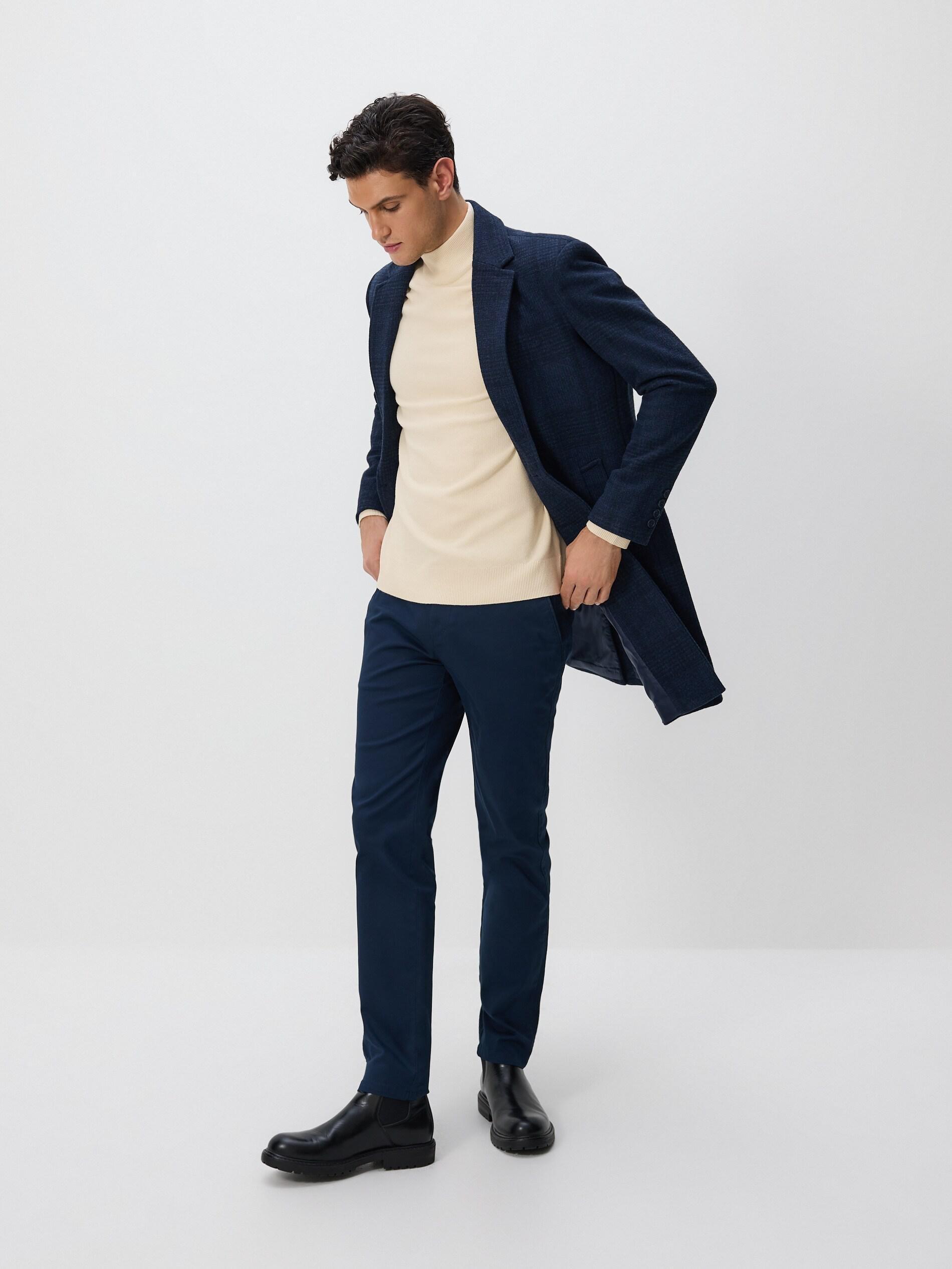 Navy Chino Slim Cotton Rich Trousers, Navy, medium