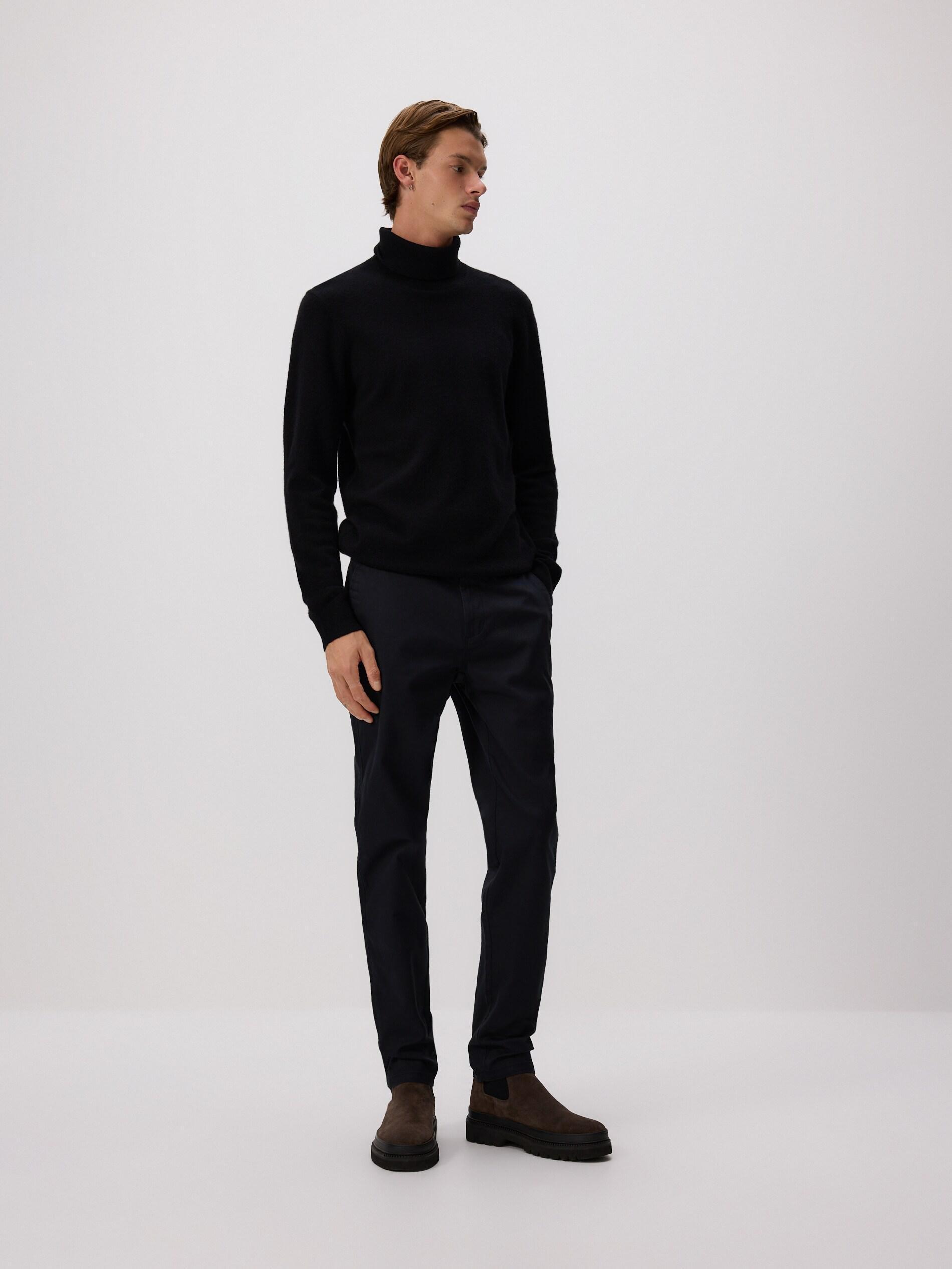 Black Chino Slim Cotton Rich Trousers, Black, medium