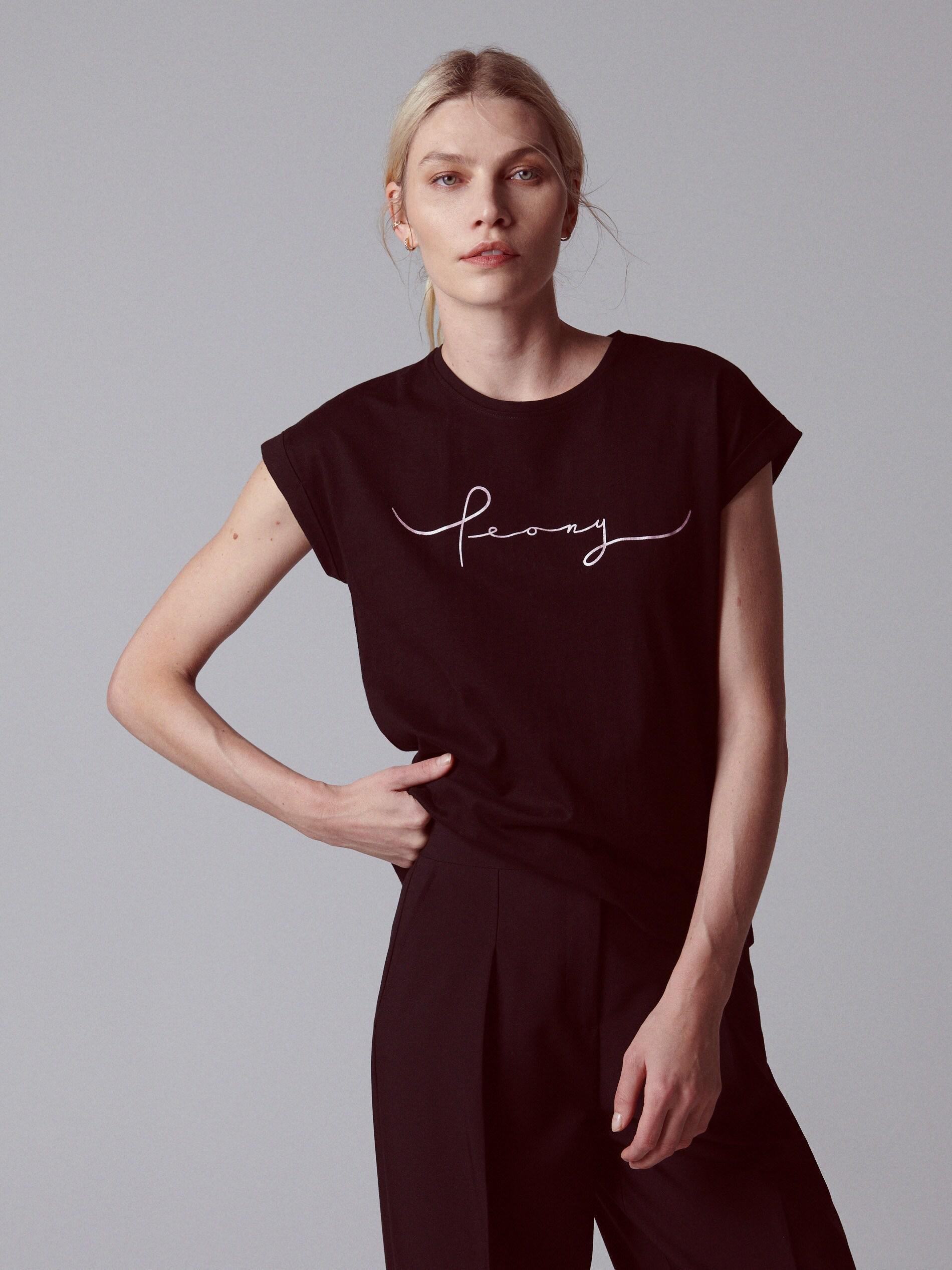 Black Printed T-shirt , , large image number 0