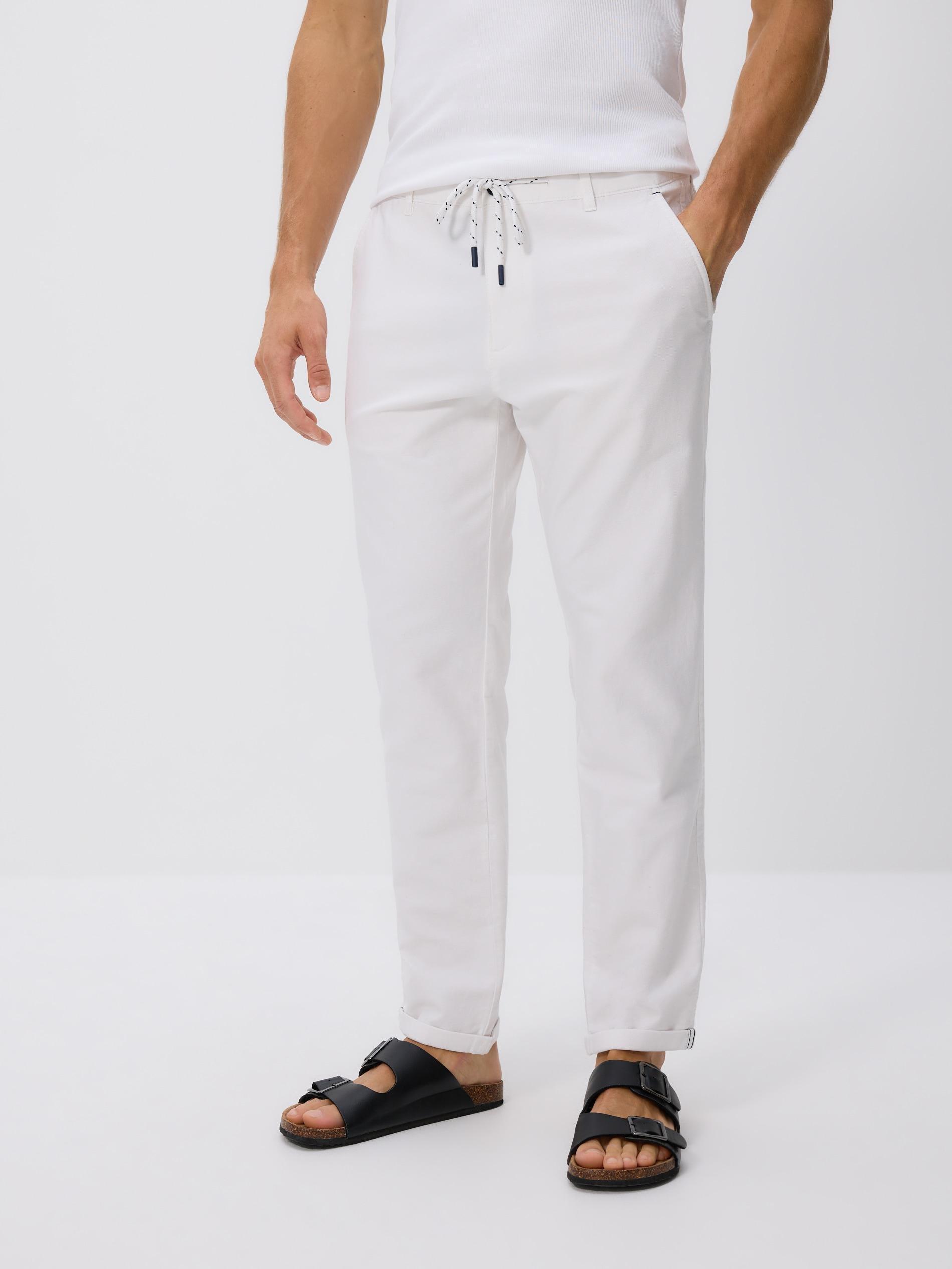 WHITE Chino slim cotton rich trousers, , large image number 0