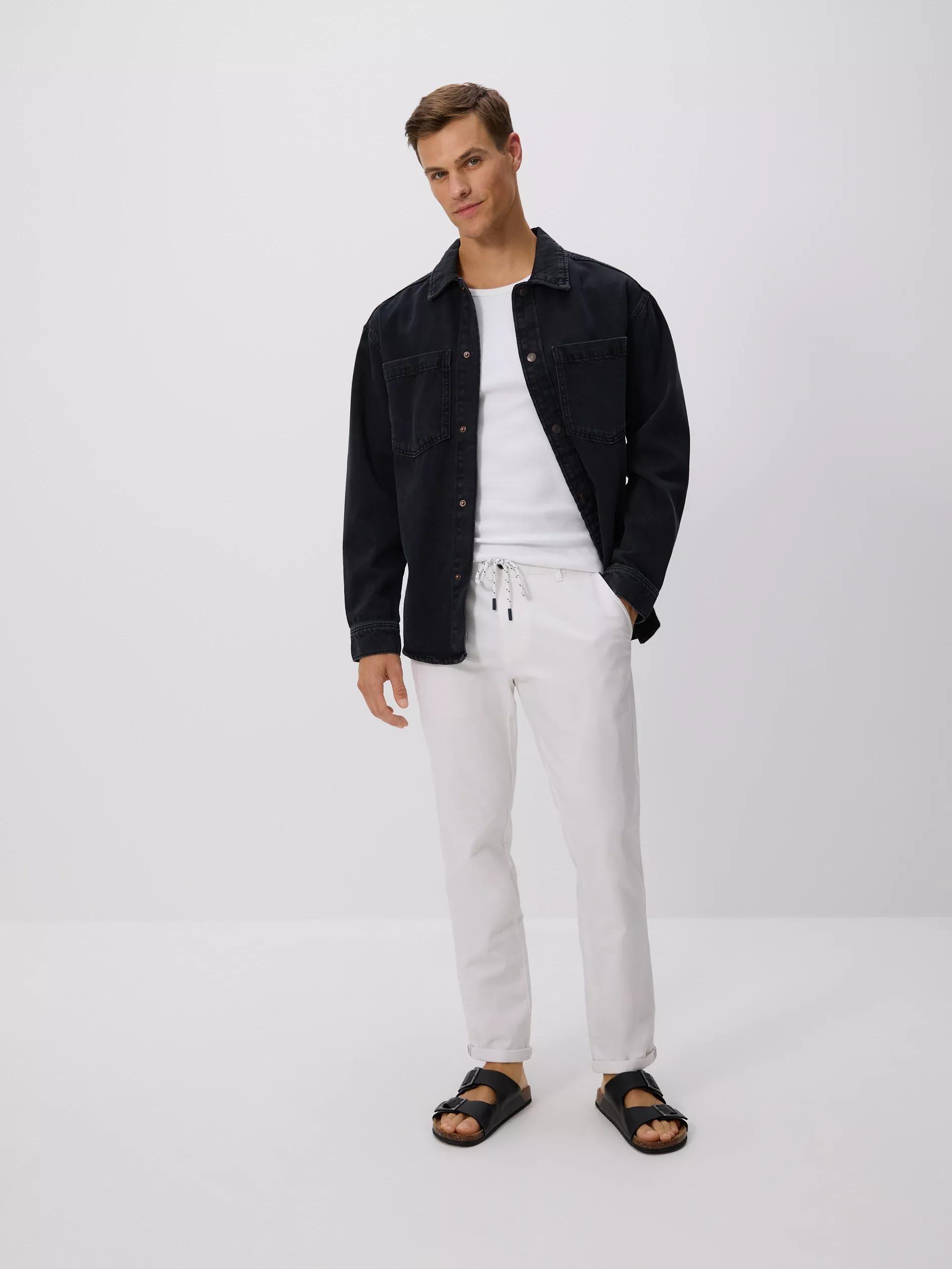 WHITE Chino slim cotton rich trousers, , large image number 1