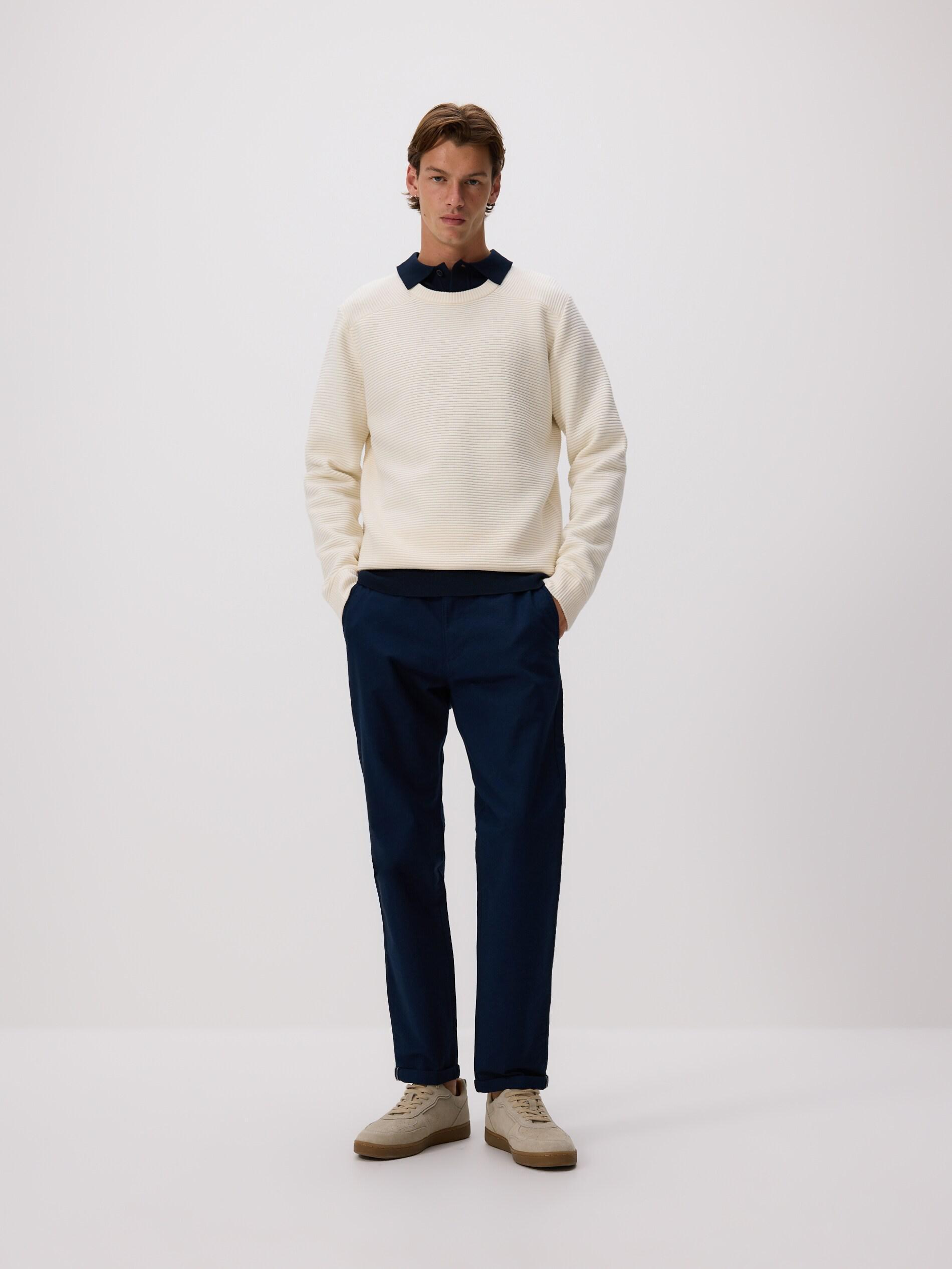 Navy Chino Slim Cotton Rich Trousers, Navy, large image number 1