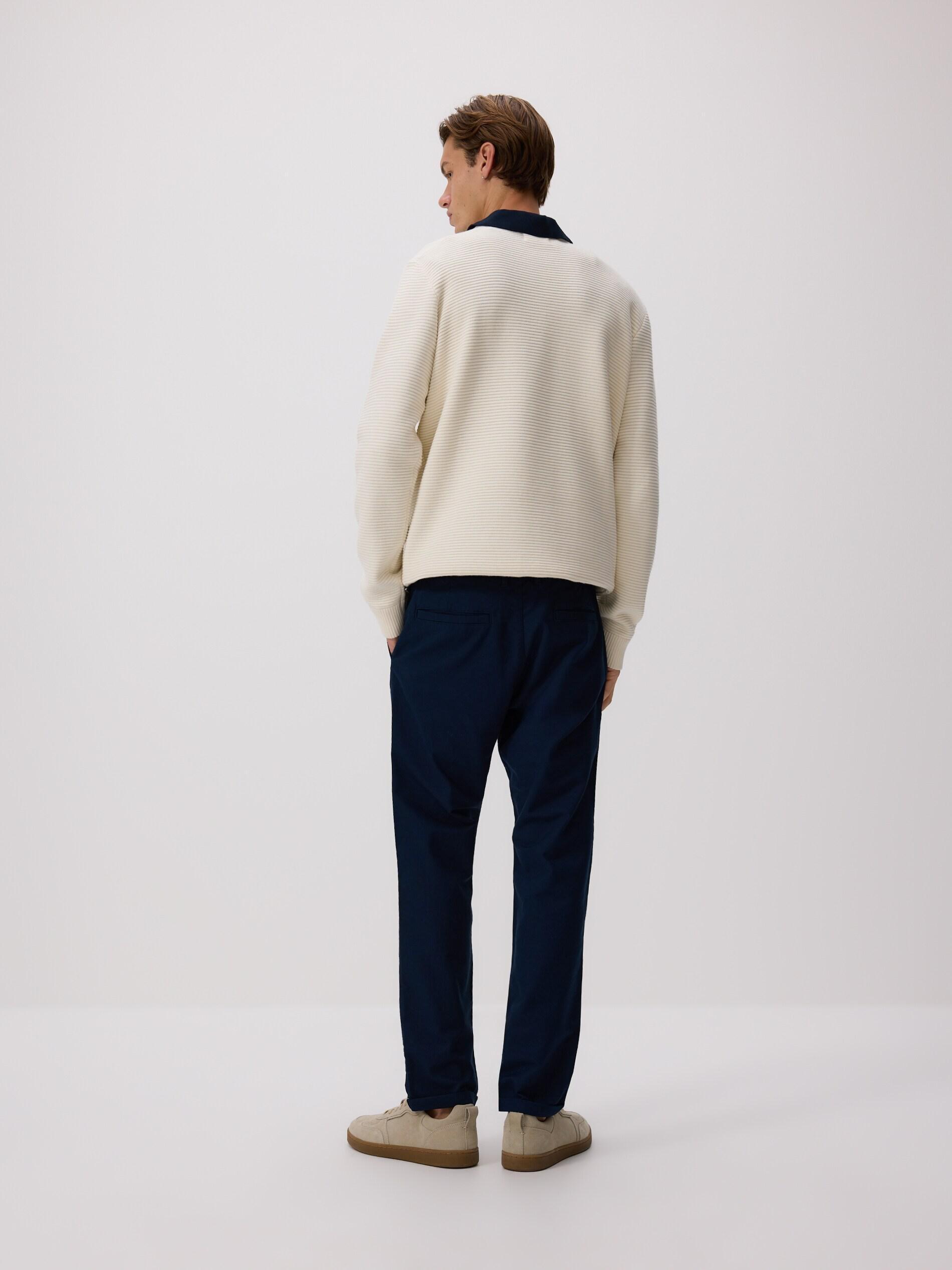 Navy Chino Slim Cotton Rich Trousers, Navy, large image number 3