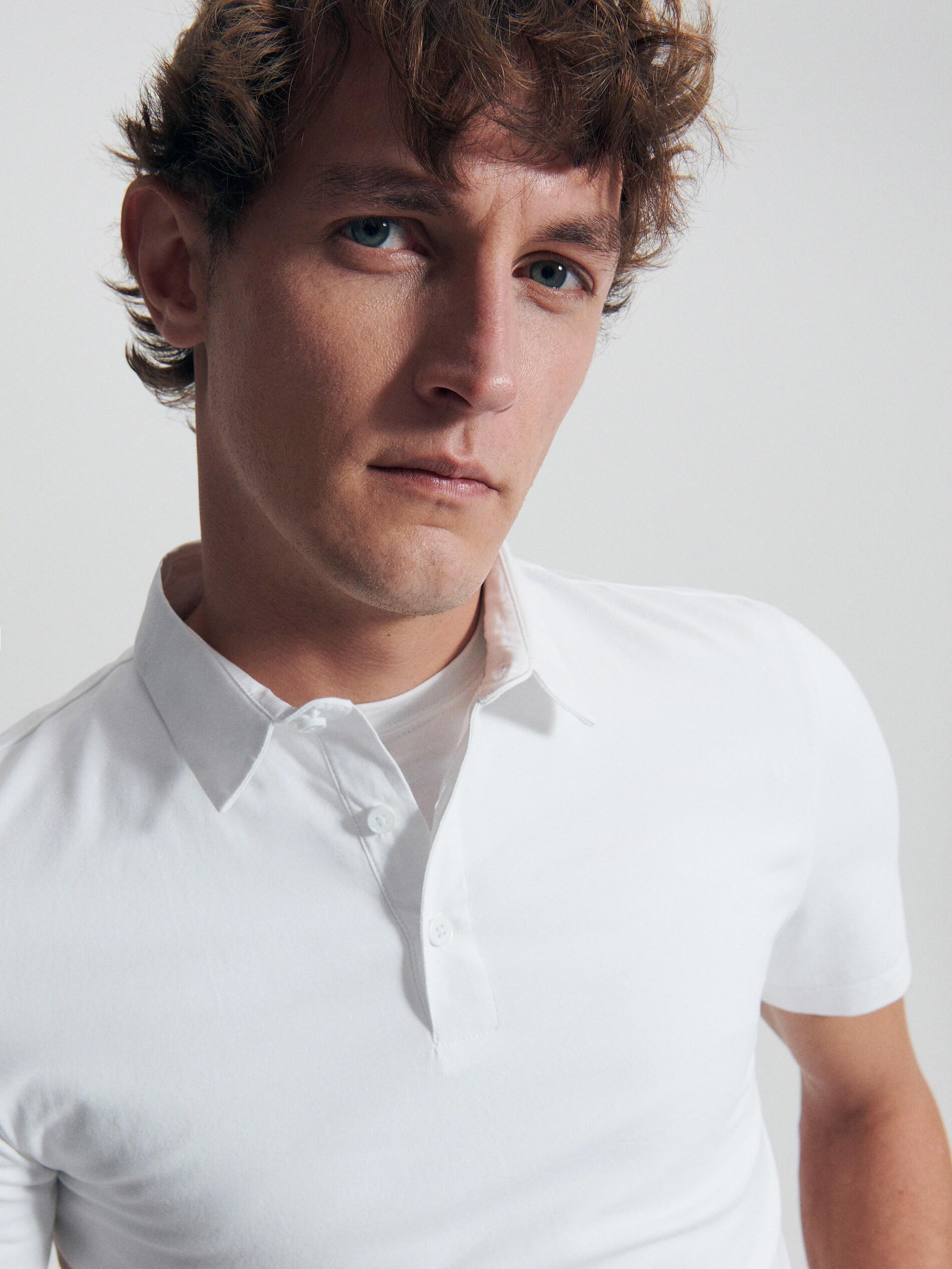 White Slim Fit Polo Shirt, , large image number 2