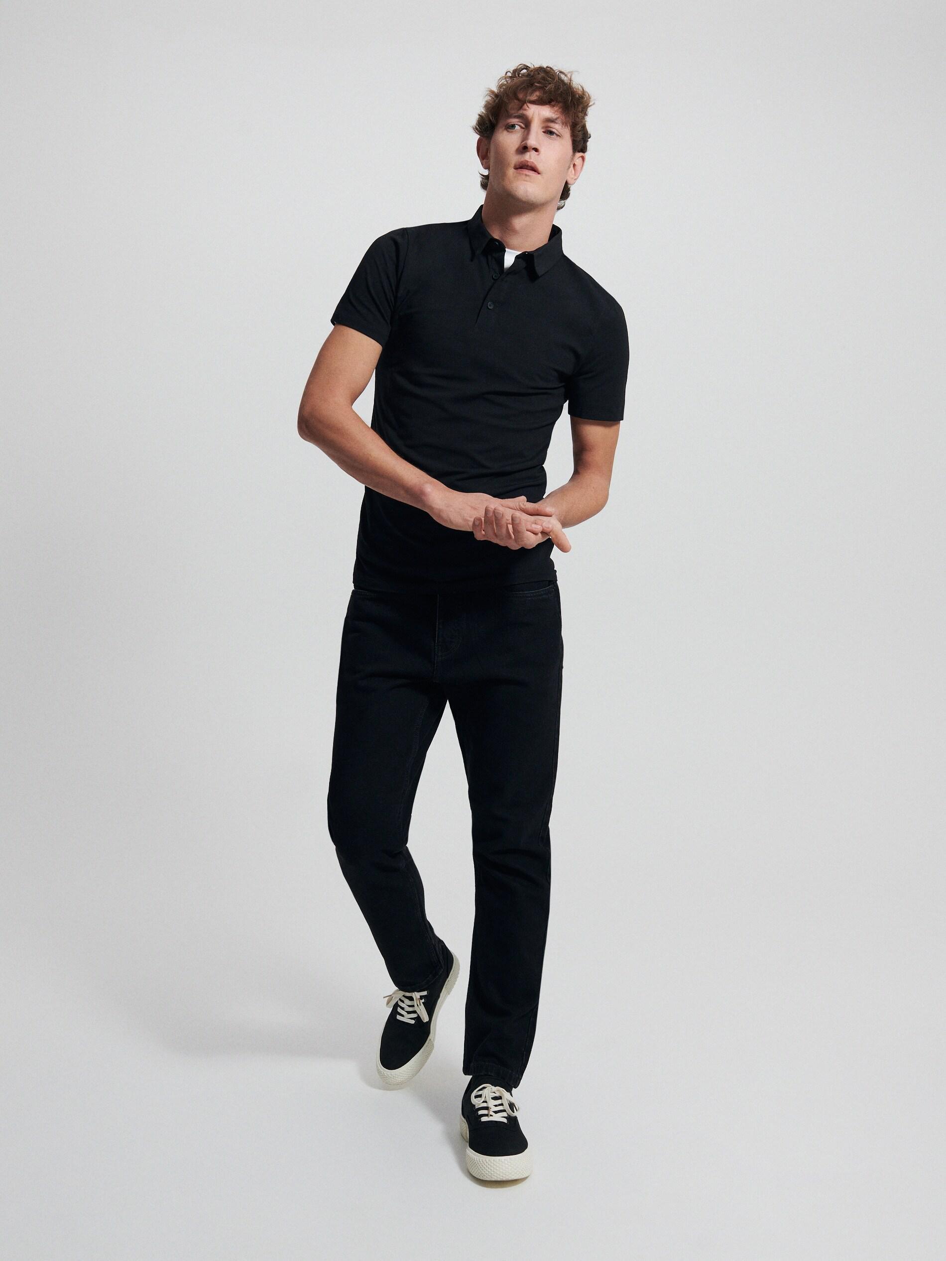 Black Slim Fit Polo Shirt, , large image number 0