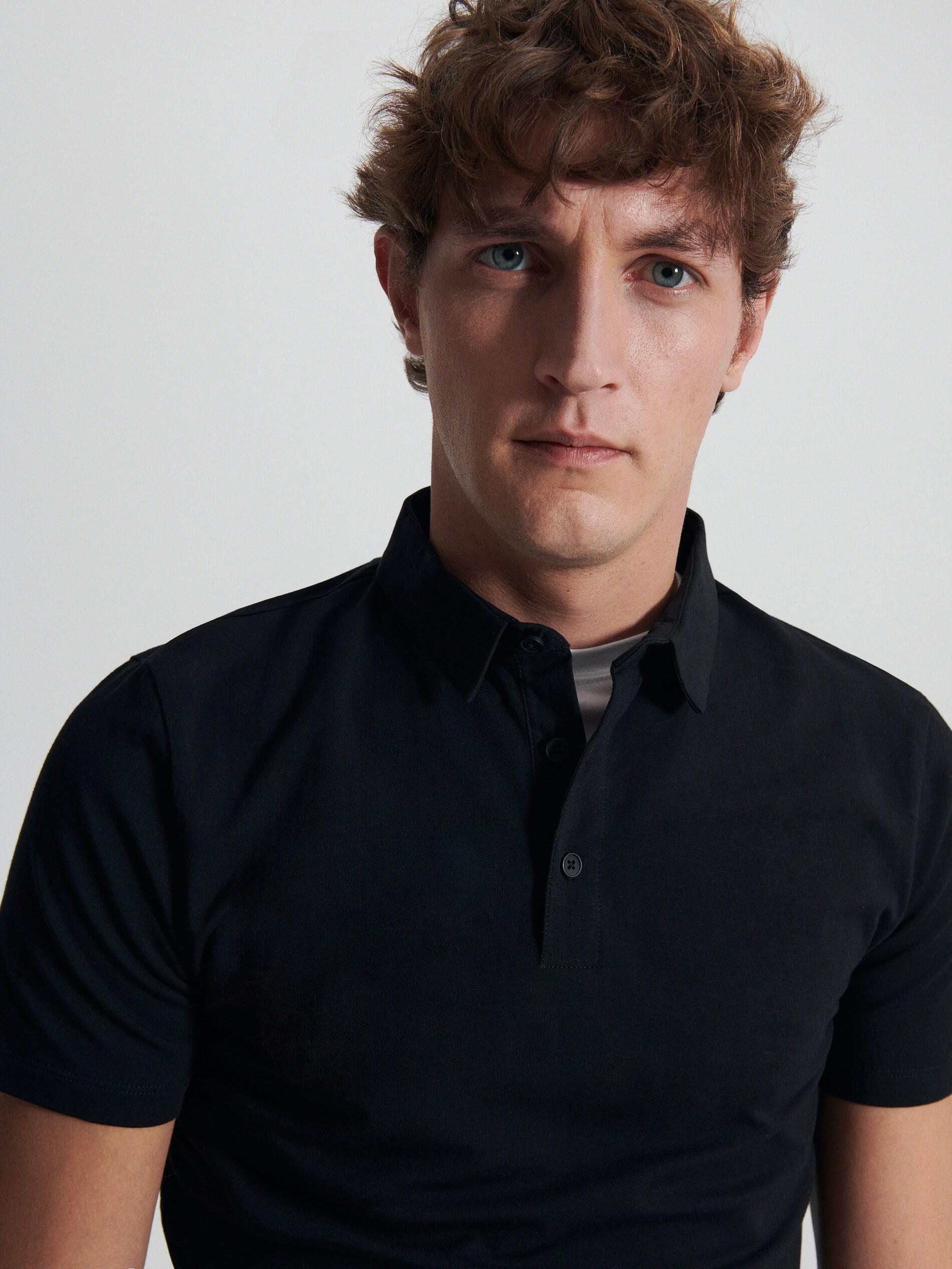 Black Slim Fit Polo Shirt, , large image number 1