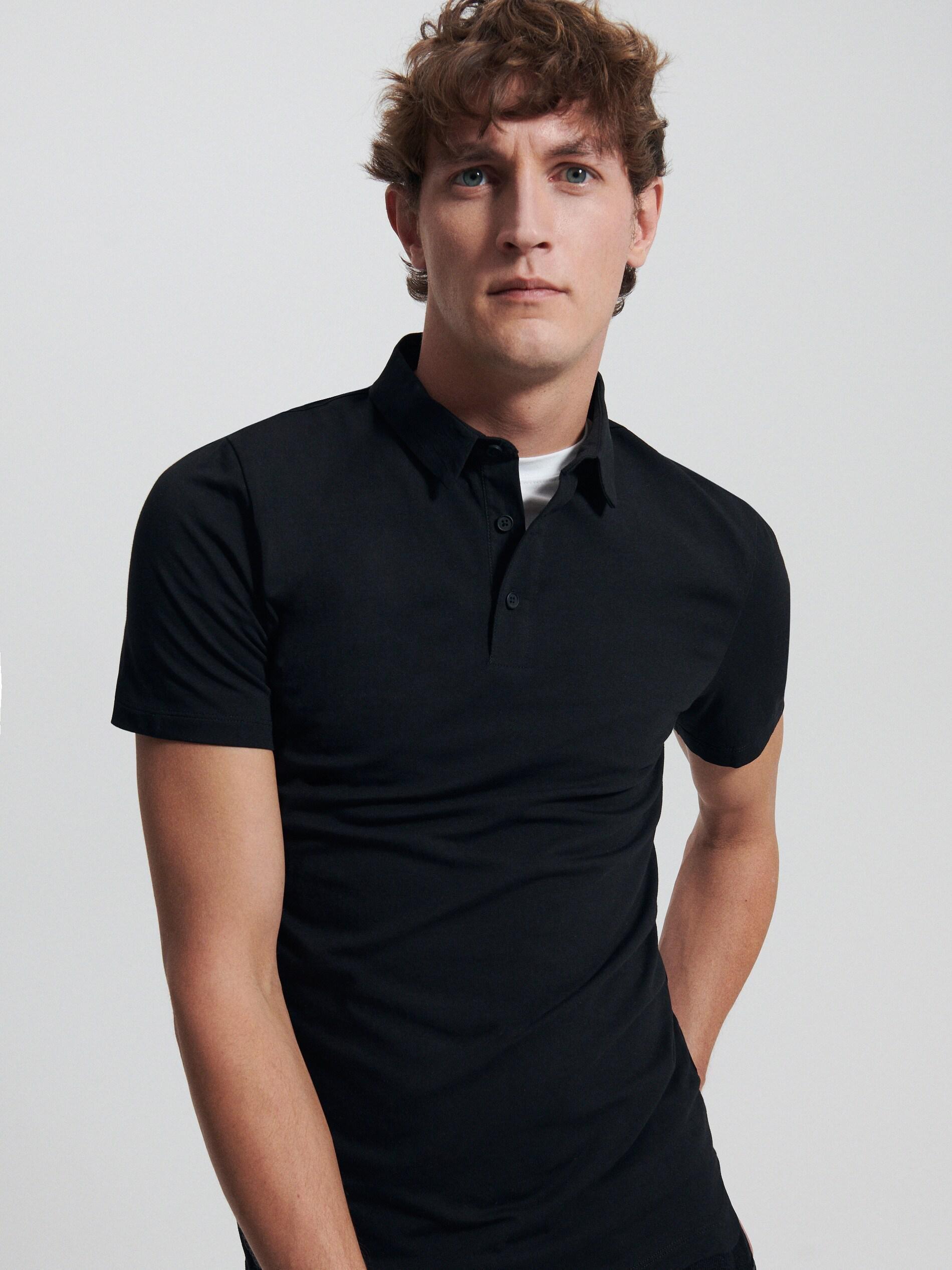 Black Slim Fit Polo Shirt, , large image number 2
