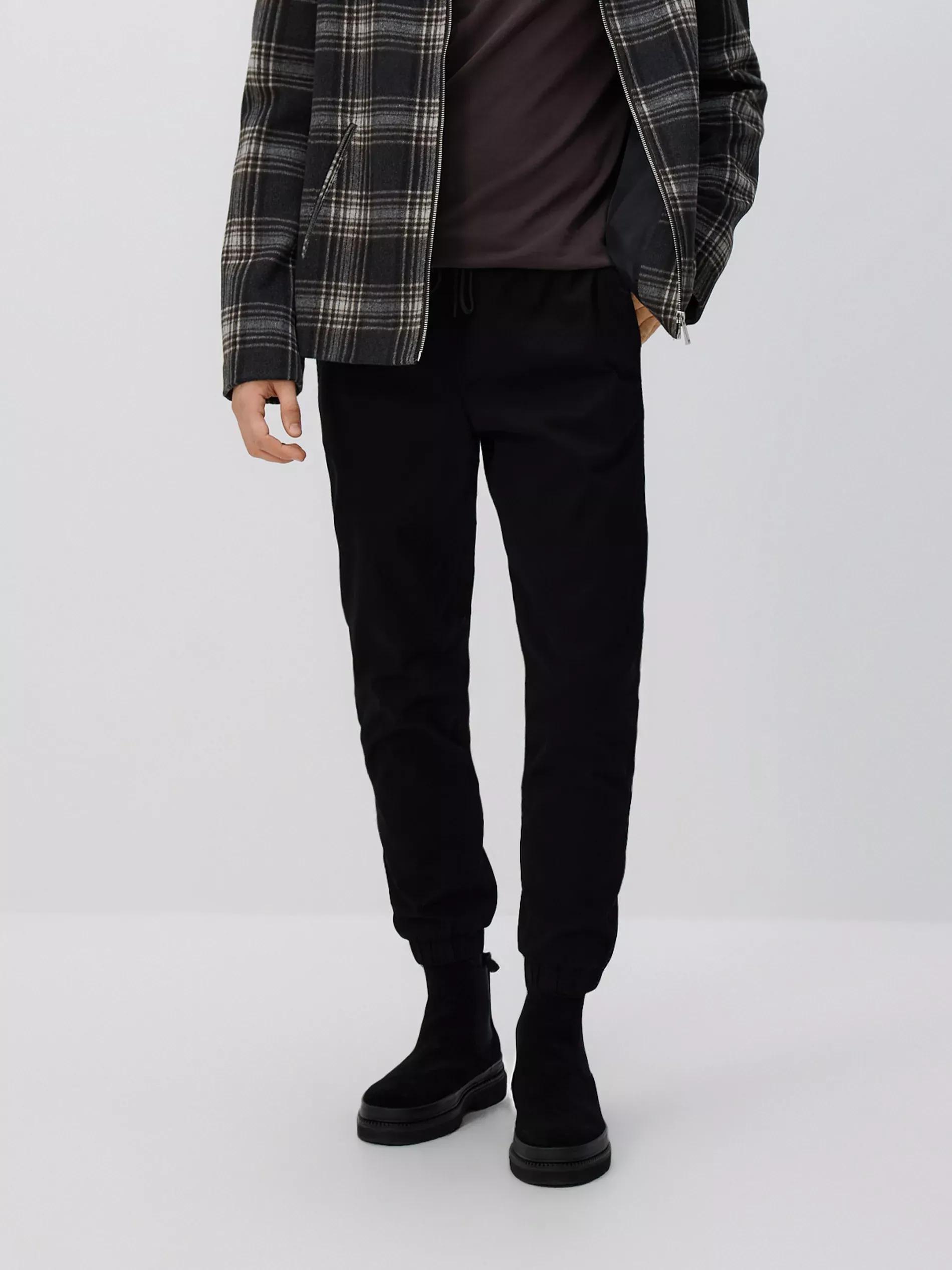 Black Cotton Joggers, Black, large image number 0