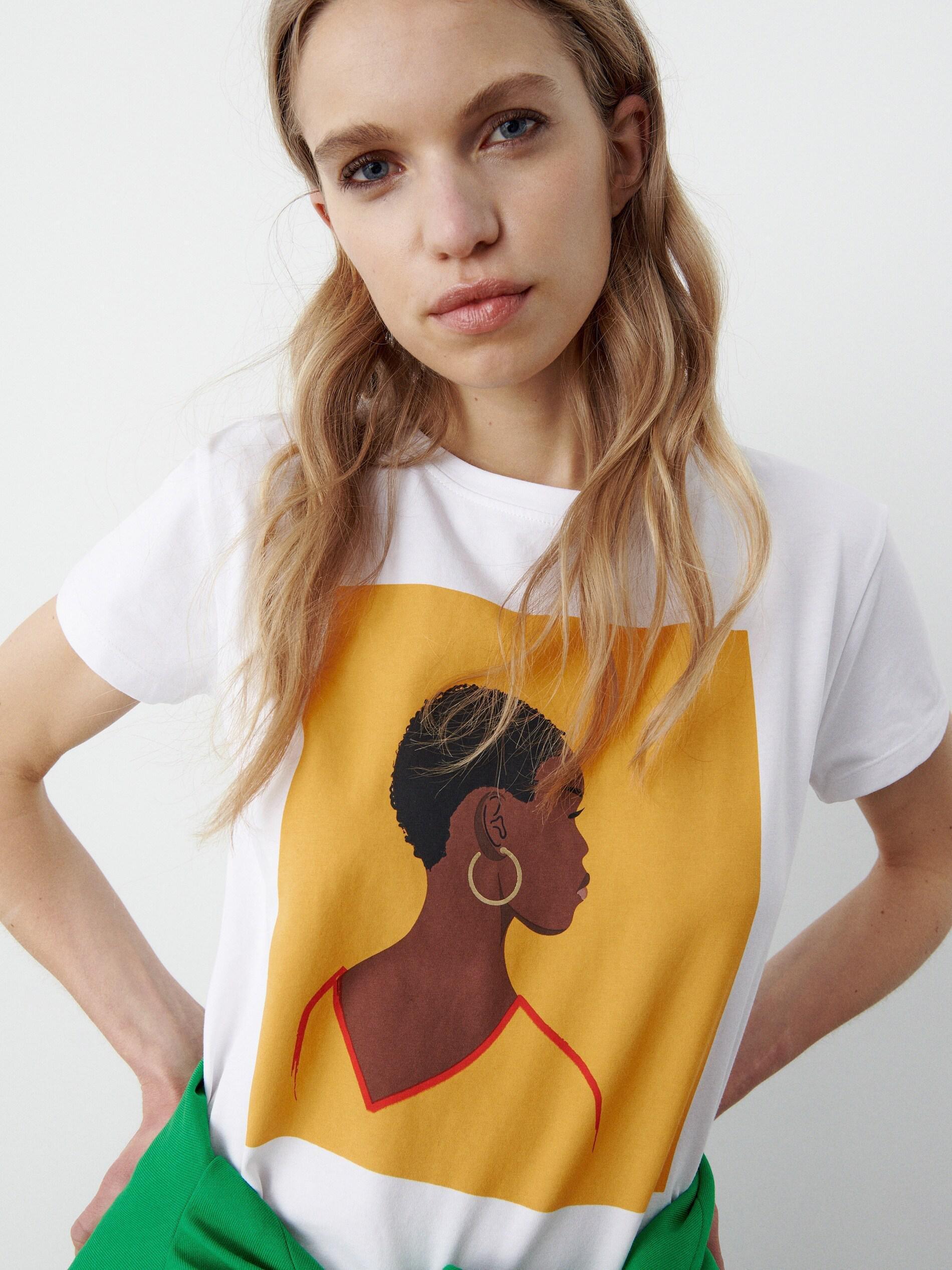 White Oversized T-Shirt With Print, , large image number 0