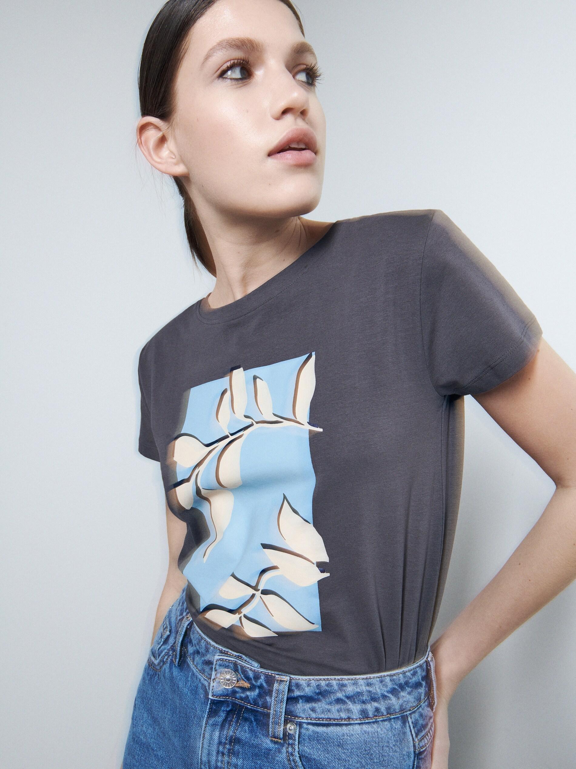 Grey Oversize Printed T-shirt, , large image number 1