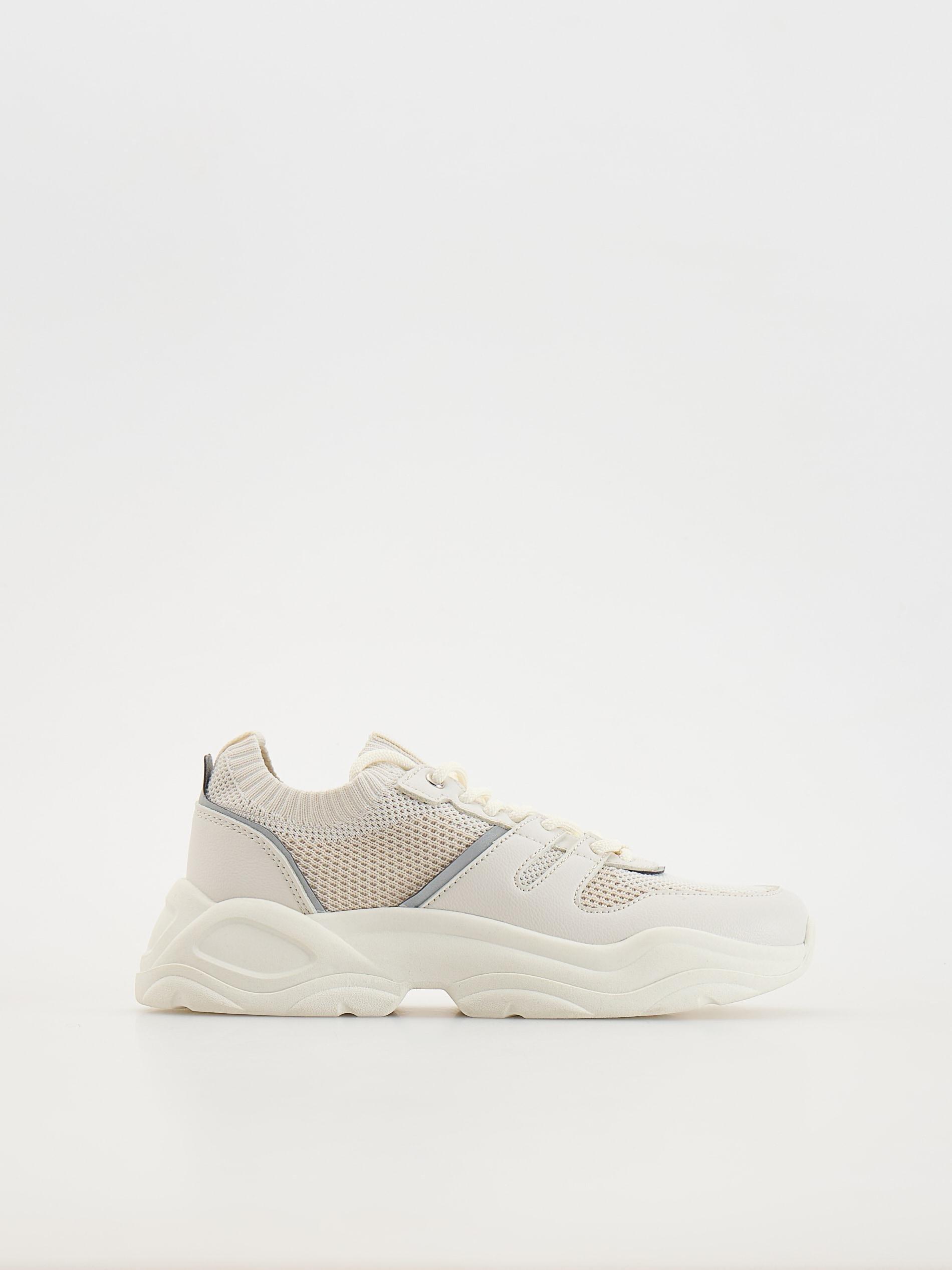 White Thick Sole Sneakers, , large image number 1