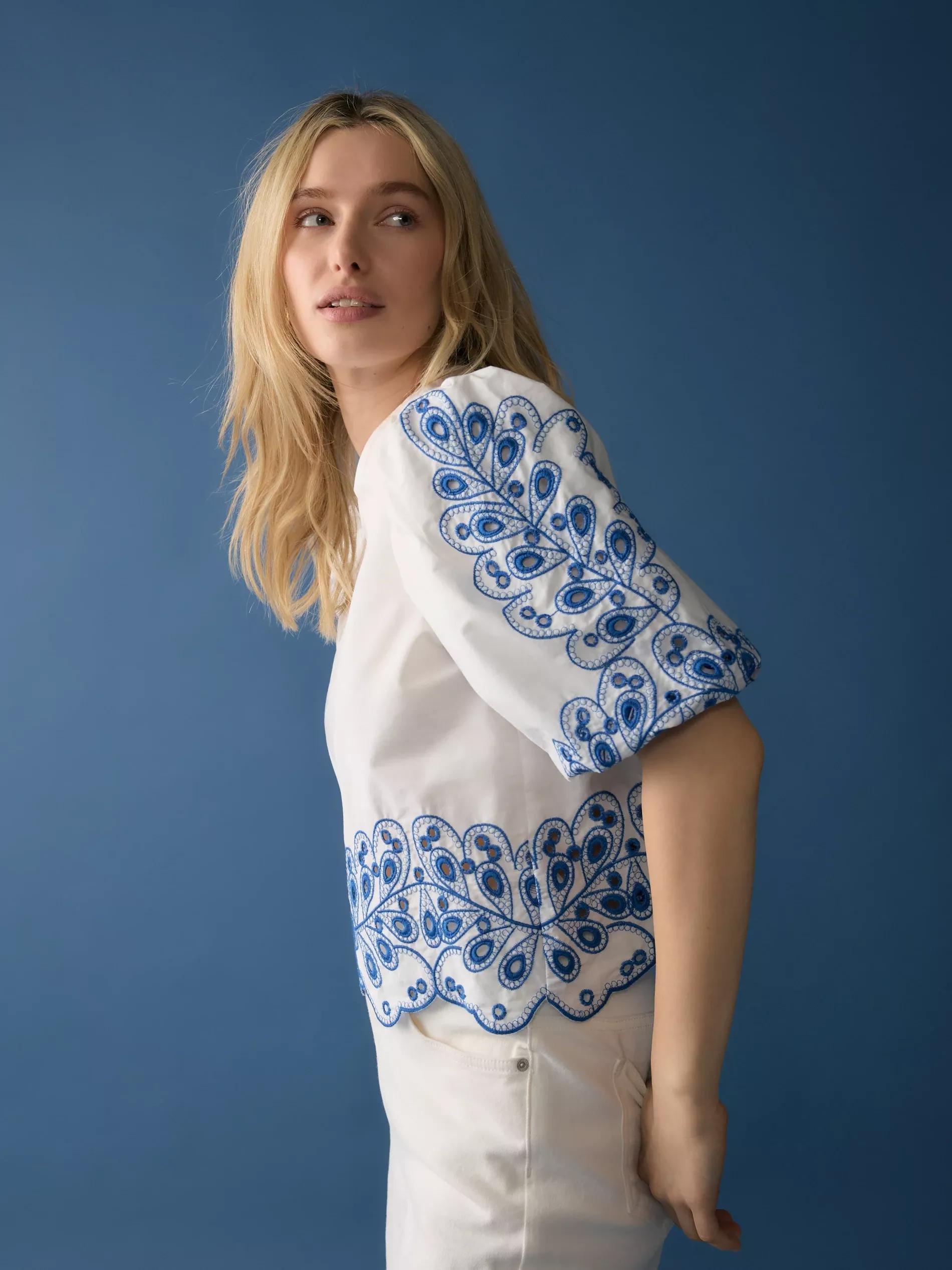 White Blouse With Embroidered Decoration, , large image number 0