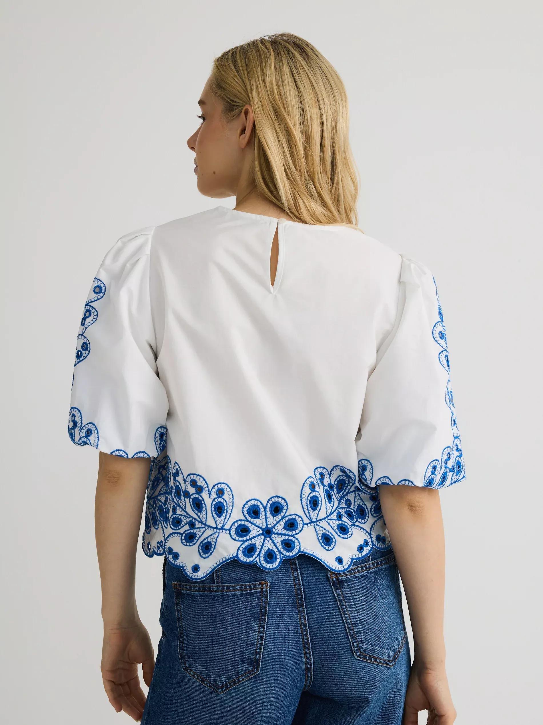White Blouse With Embroidered Decoration, , large image number 1