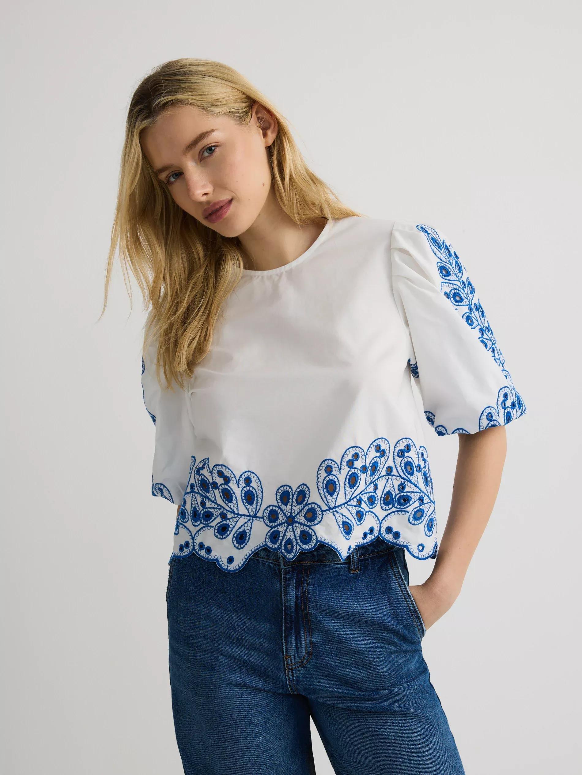 White Blouse With Embroidered Decoration, , large image number 2