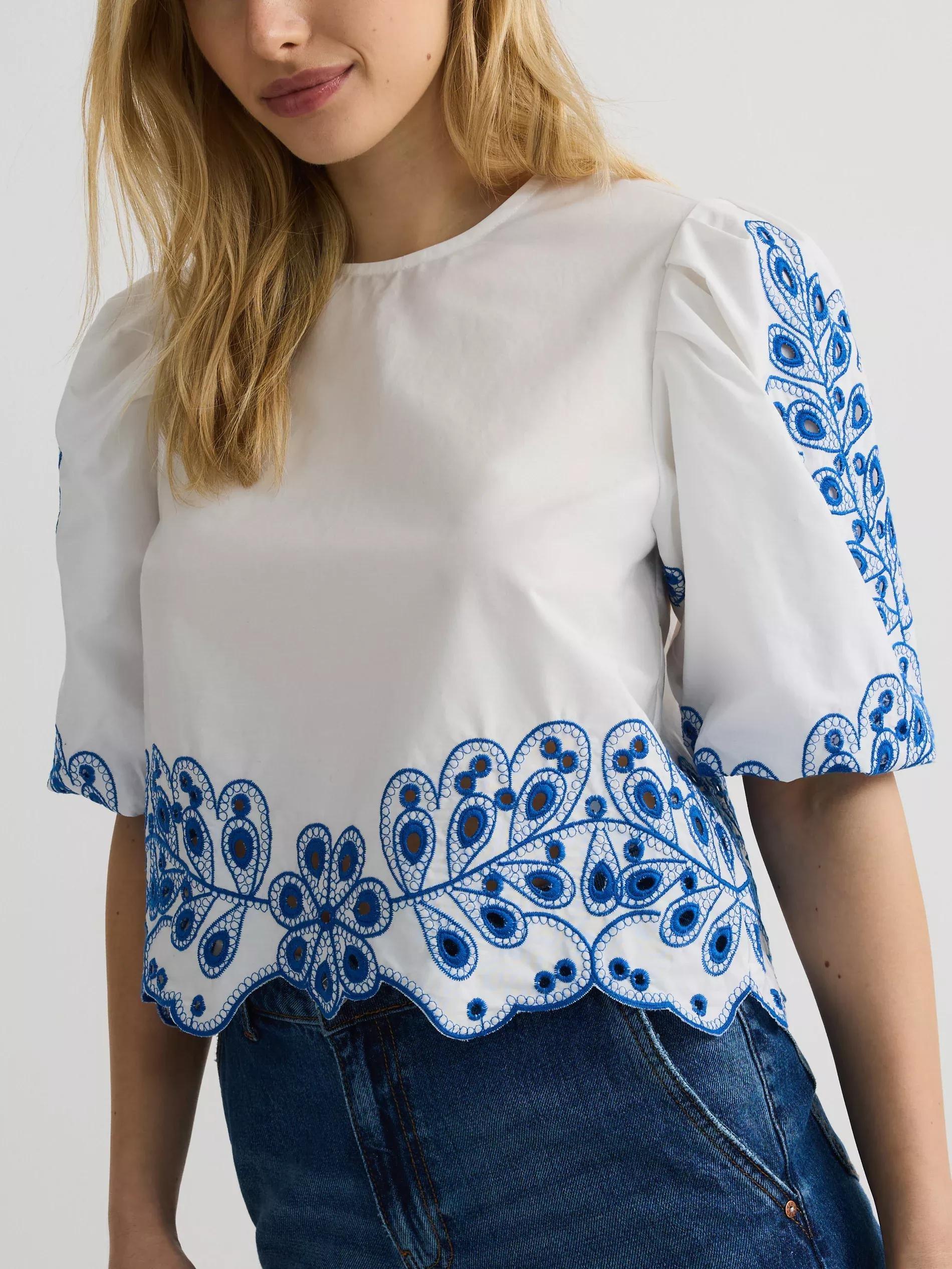 White Blouse With Embroidered Decoration, , large image number 4