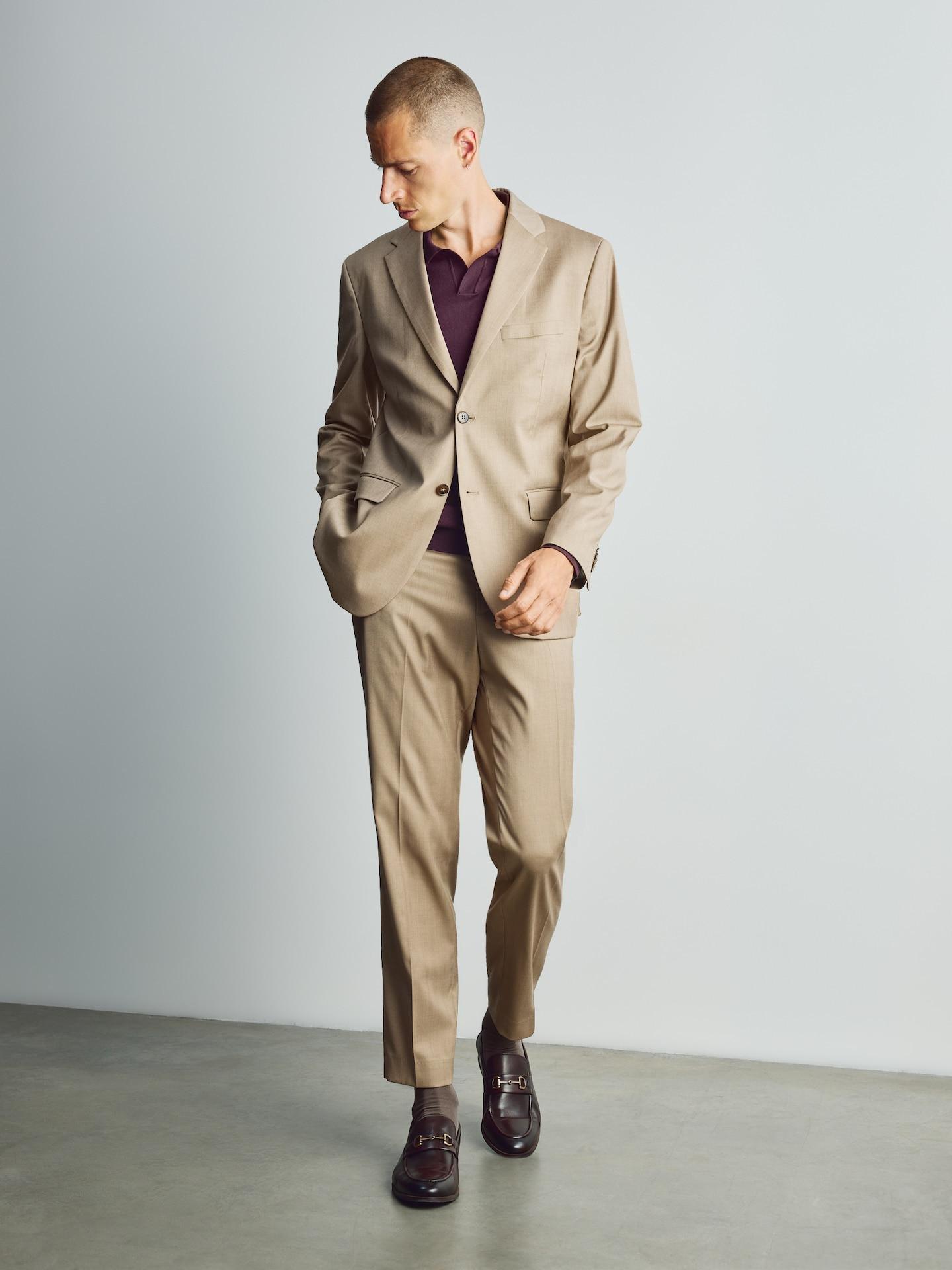 Brown Slim Fit Blazer With Viscose, 7401_84P, medium