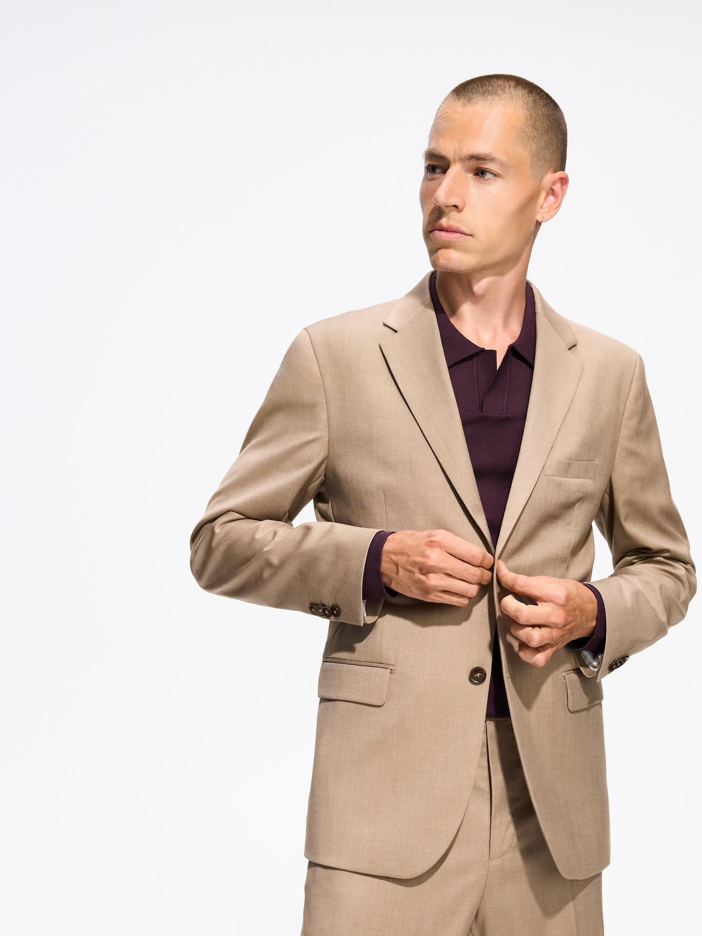 Brown Slim Fit Blazer With Viscose, 7401_84P, large image number 6