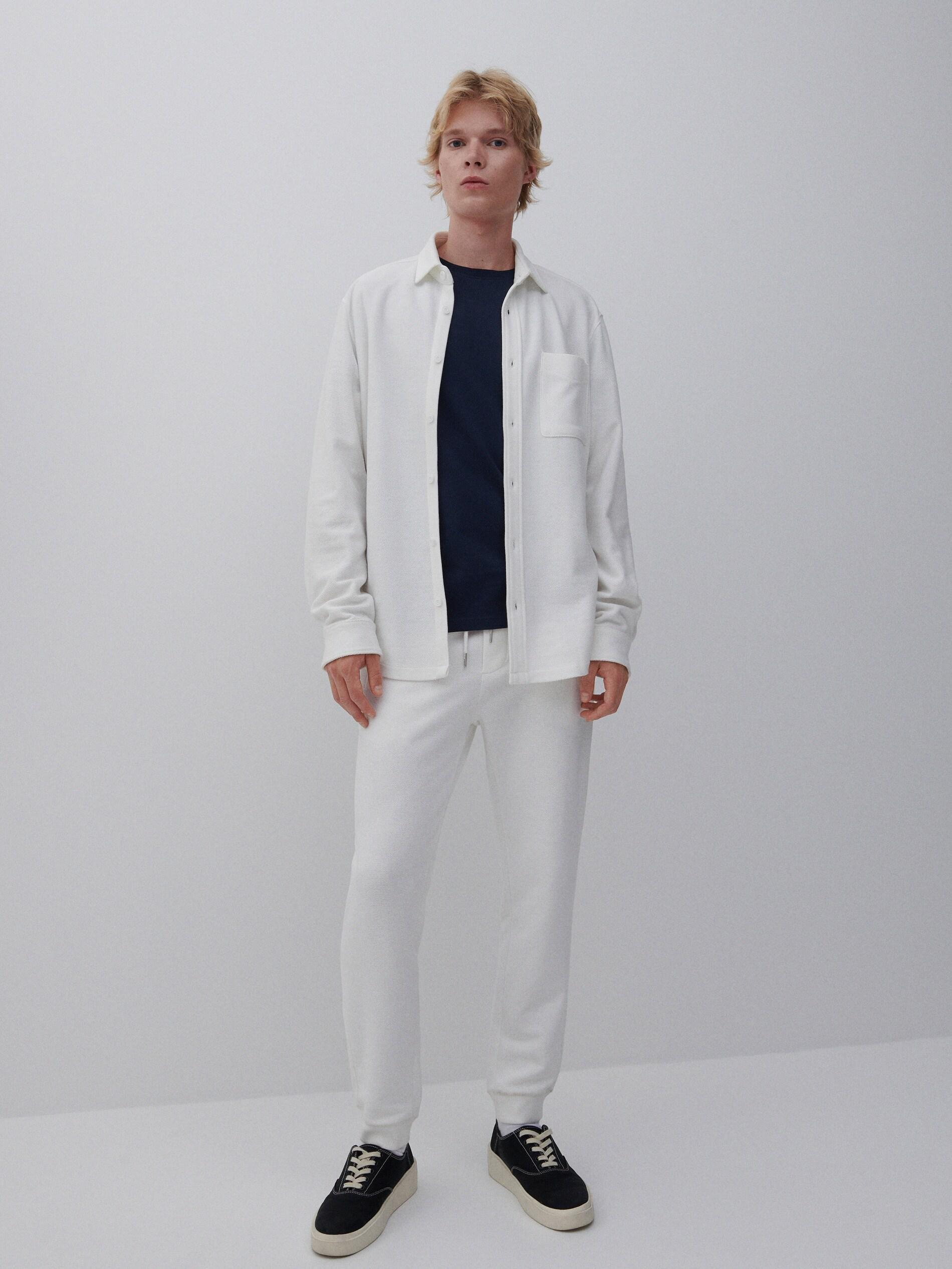 White Slim sweatpants, , large image number 0