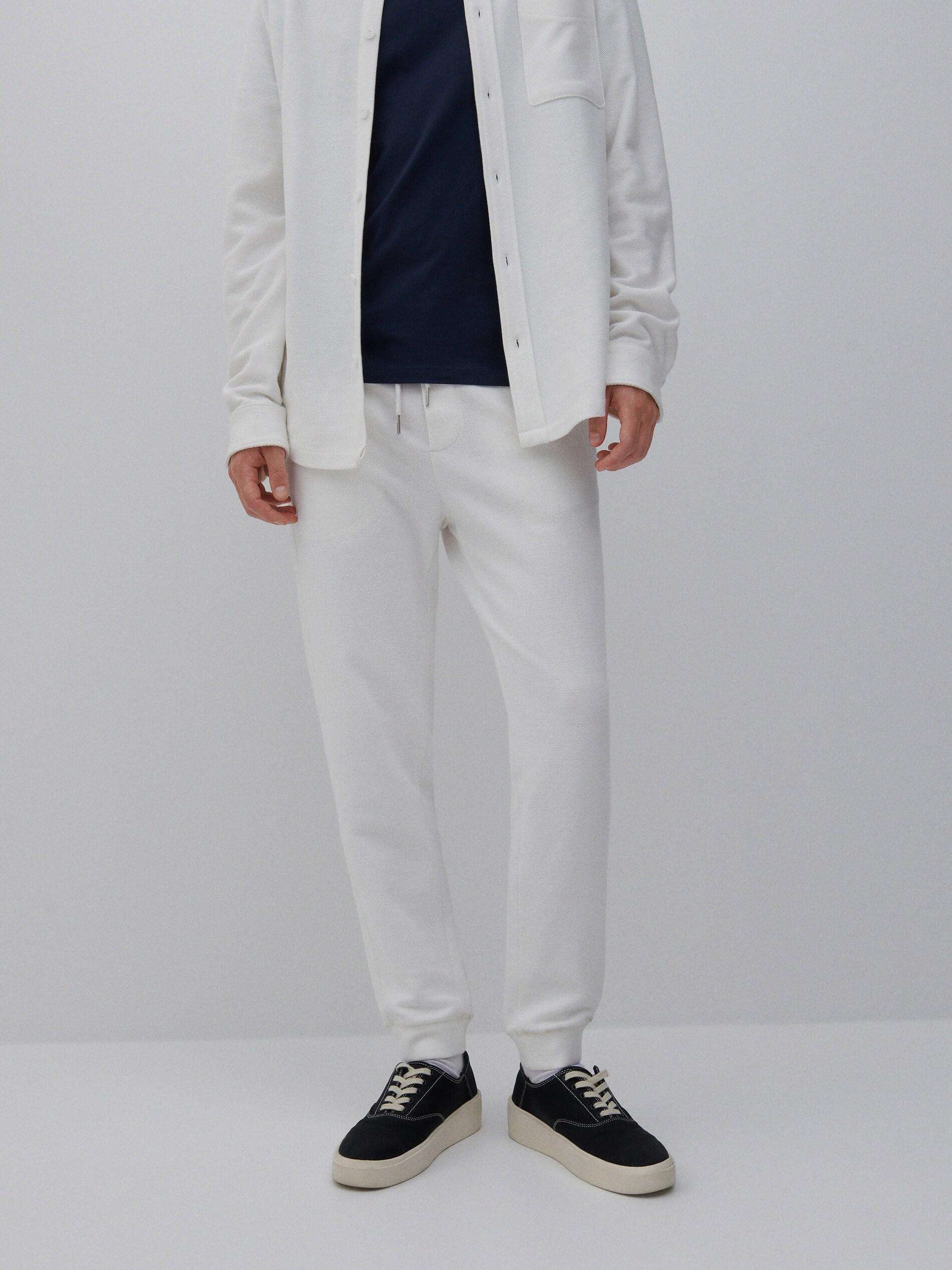 White Slim sweatpants, , large image number 1